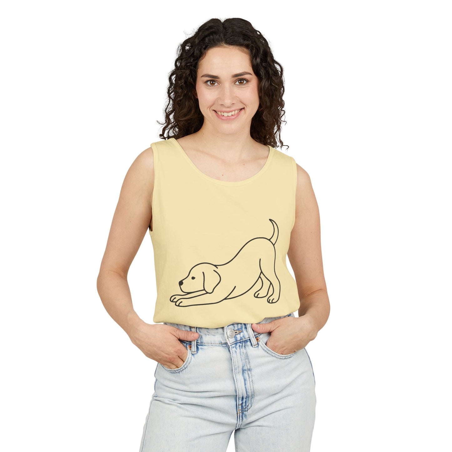 Puppy Pose Yoga Tank – Unisex Garment-Dyed Comfort Top