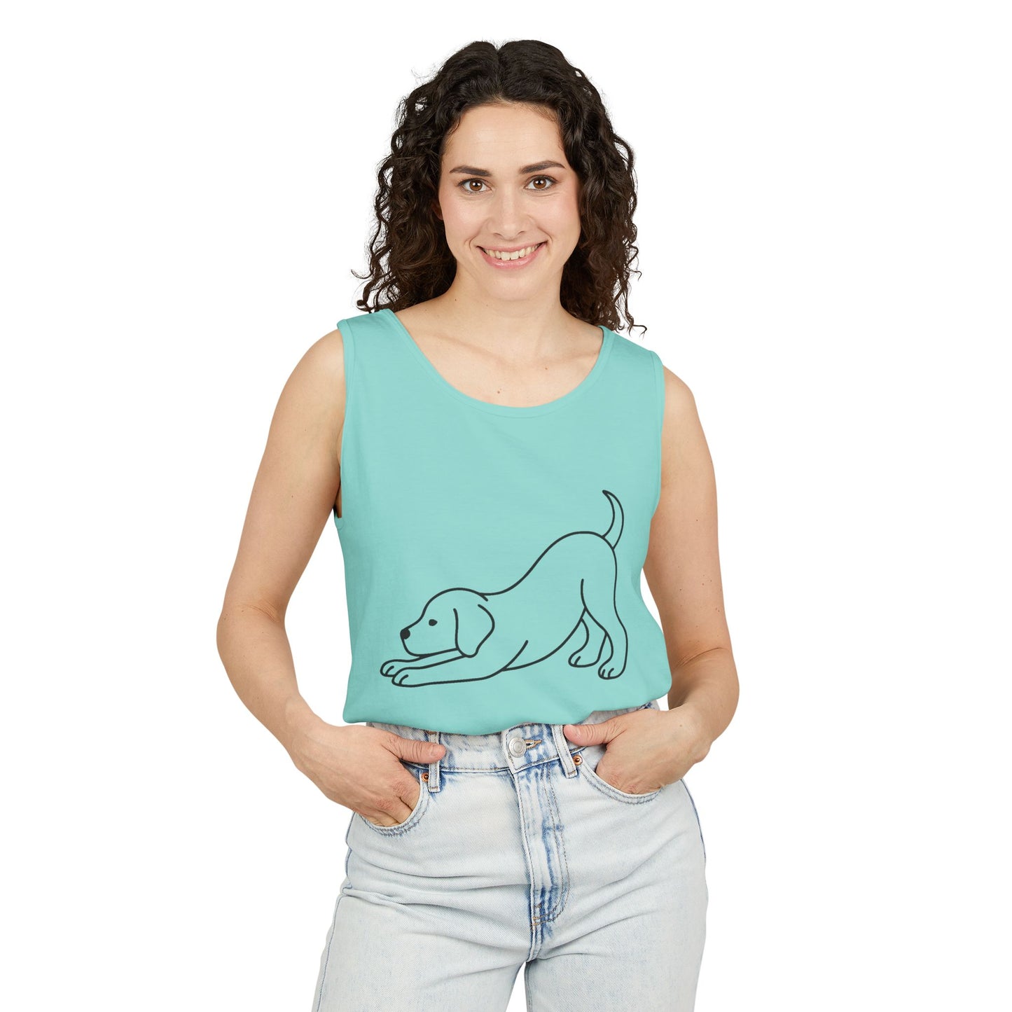 Puppy Pose Yoga Tank – Unisex Garment-Dyed Comfort Top