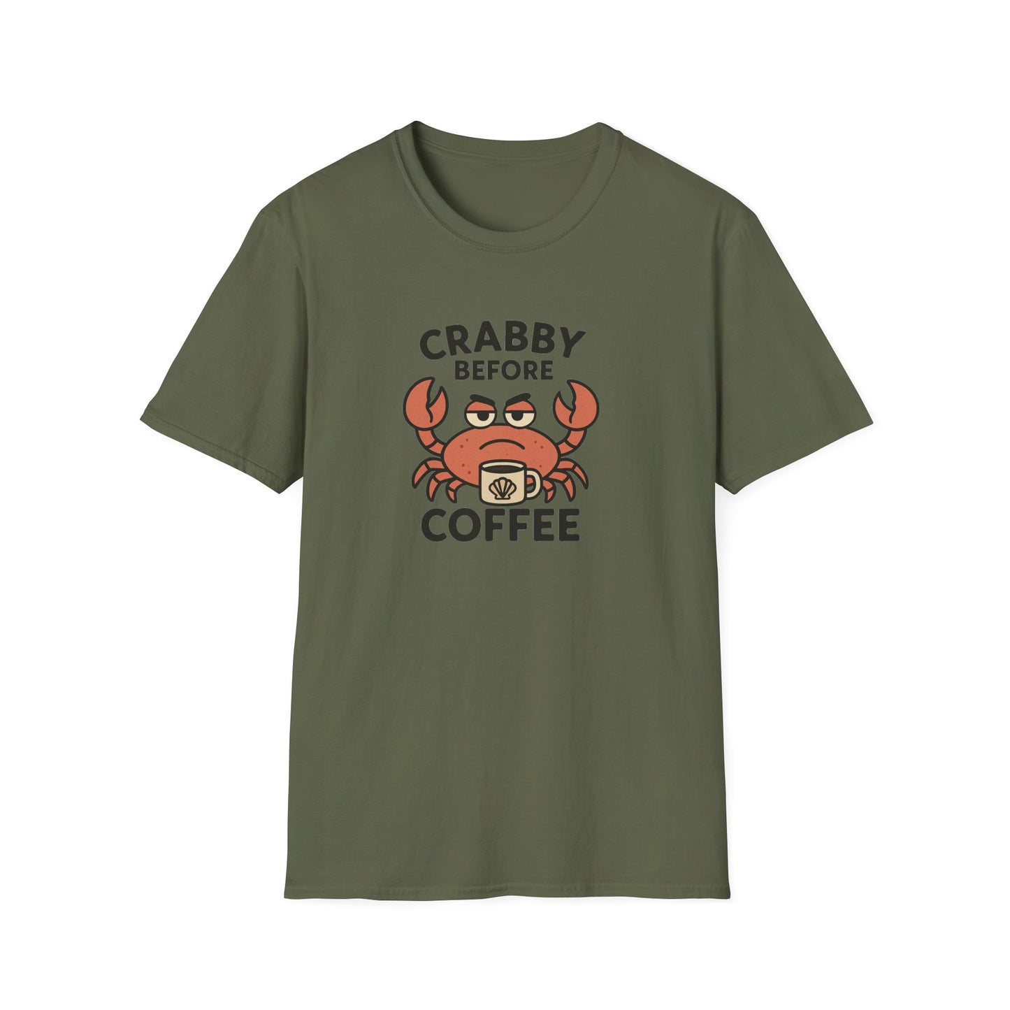 Crabby Before Coffee Ocean T-Shirt – Funny Crab & Coffee Unisex Tee