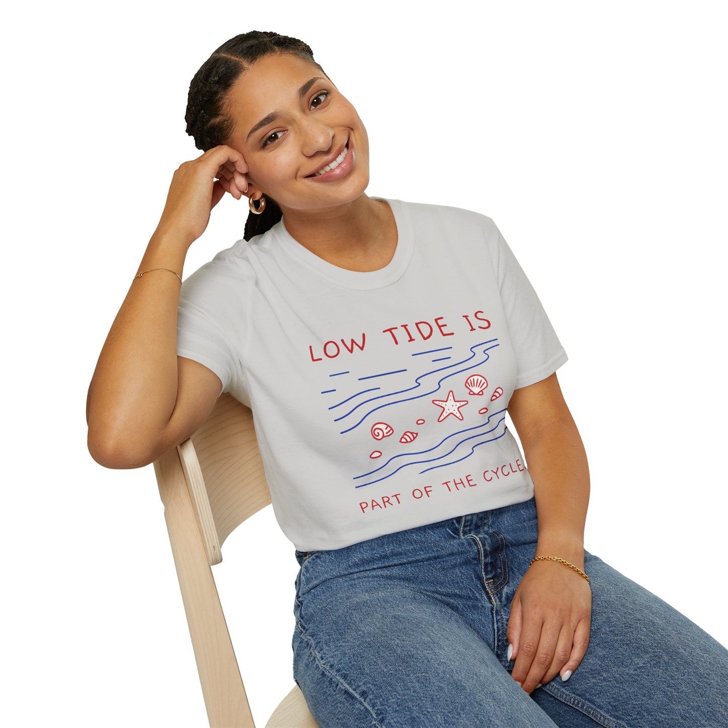 Low Tide Is Part of the Cycle Tee – Self-Compassion Ocean-Inspired Unisex T-Shirt