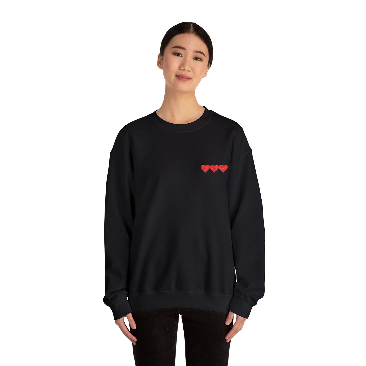 Unisex Heavy Blend™ Valentine's Day Crewneck Sweatshirt – Triple Heart Design