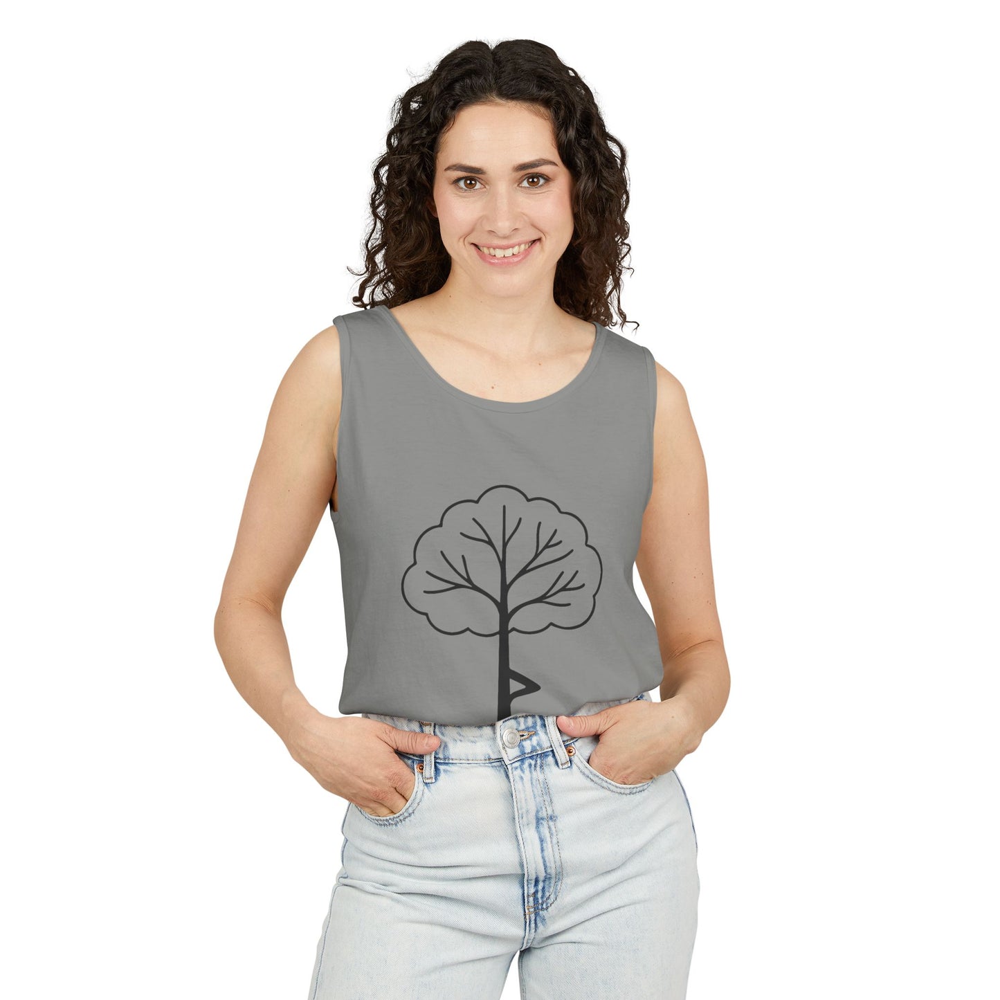 Tree Pose Yoga Tank – Unisex Garment-Dyed Mindfulness Top