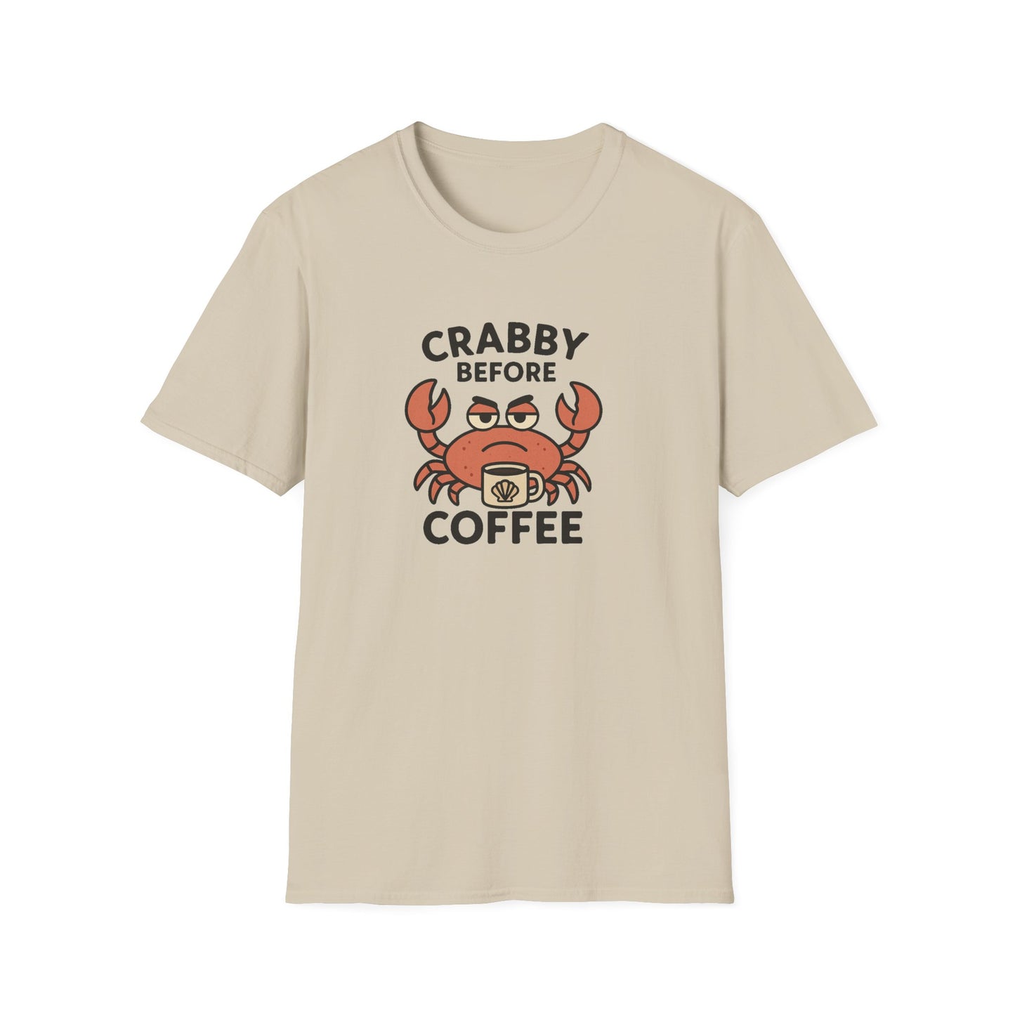 Crabby Before Coffee Ocean T-Shirt – Funny Crab & Coffee Unisex Tee