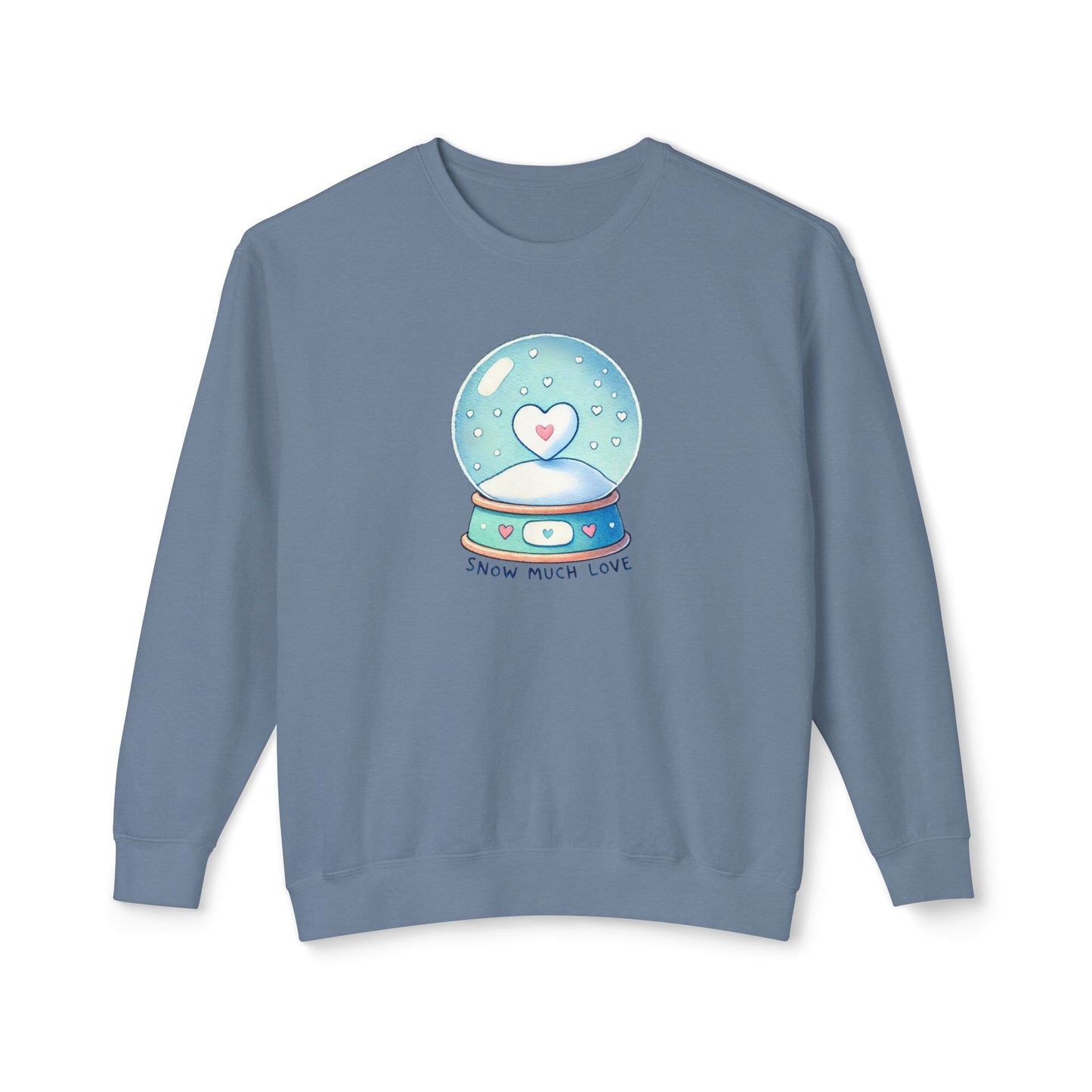 Snow Much Love Lightweight Crewneck Sweatshirt – Cozy Winter Snow Globe Design | Nine Scoops