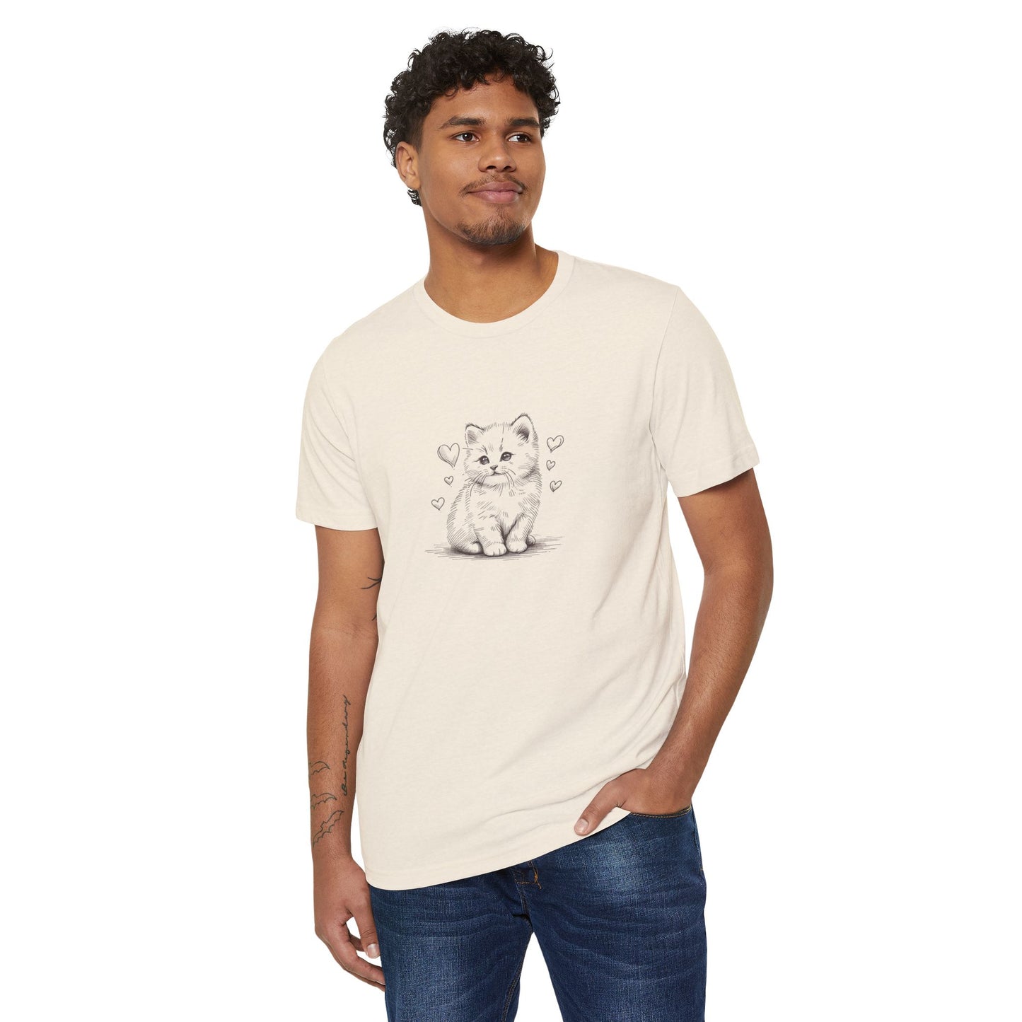Kitten with Hearts T-Shirt (55% organic cotton)
