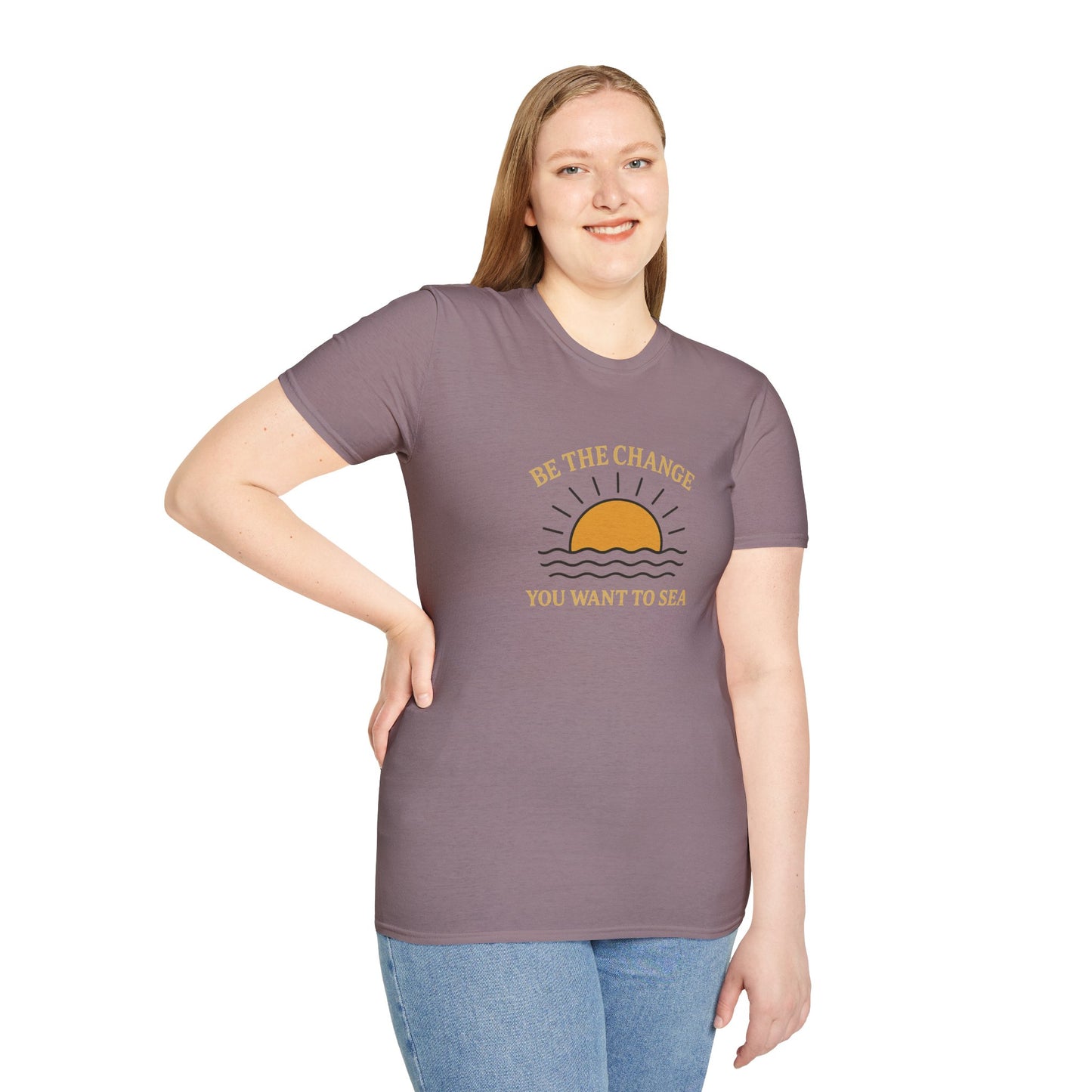 Be the Change You Want to Sea T-Shirt – Sunrise Ocean Quote Tee