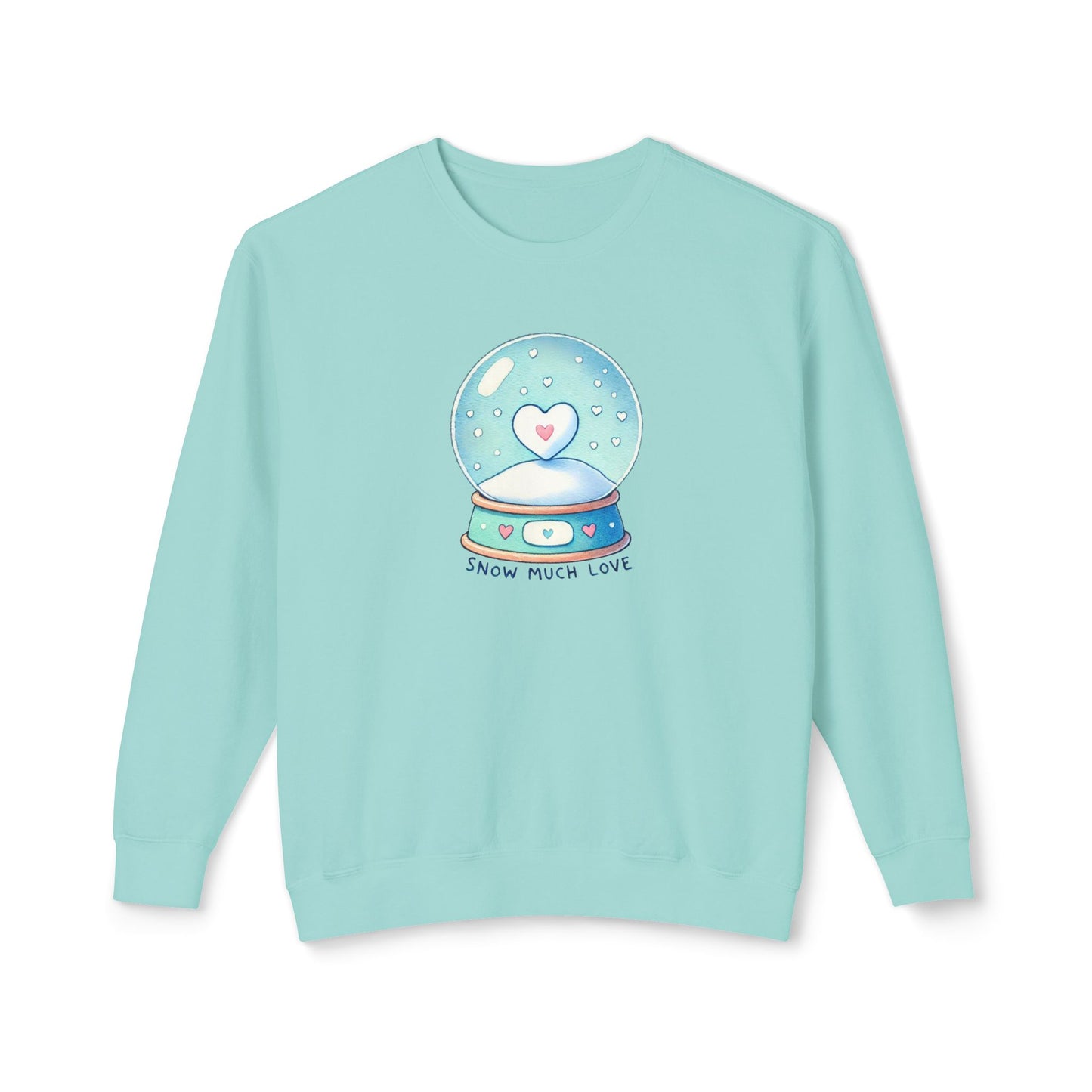 Snow Much Love Lightweight Crewneck Sweatshirt – Cozy Winter Snow Globe Design | Nine Scoops