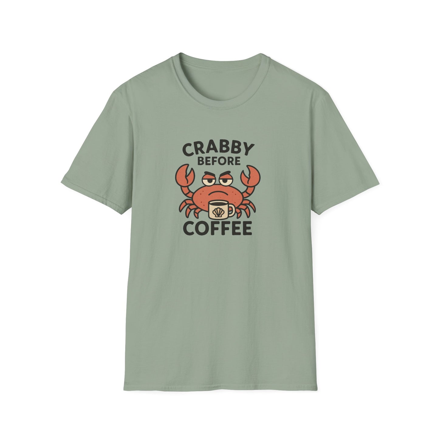Crabby Before Coffee Ocean T-Shirt – Funny Crab & Coffee Unisex Tee