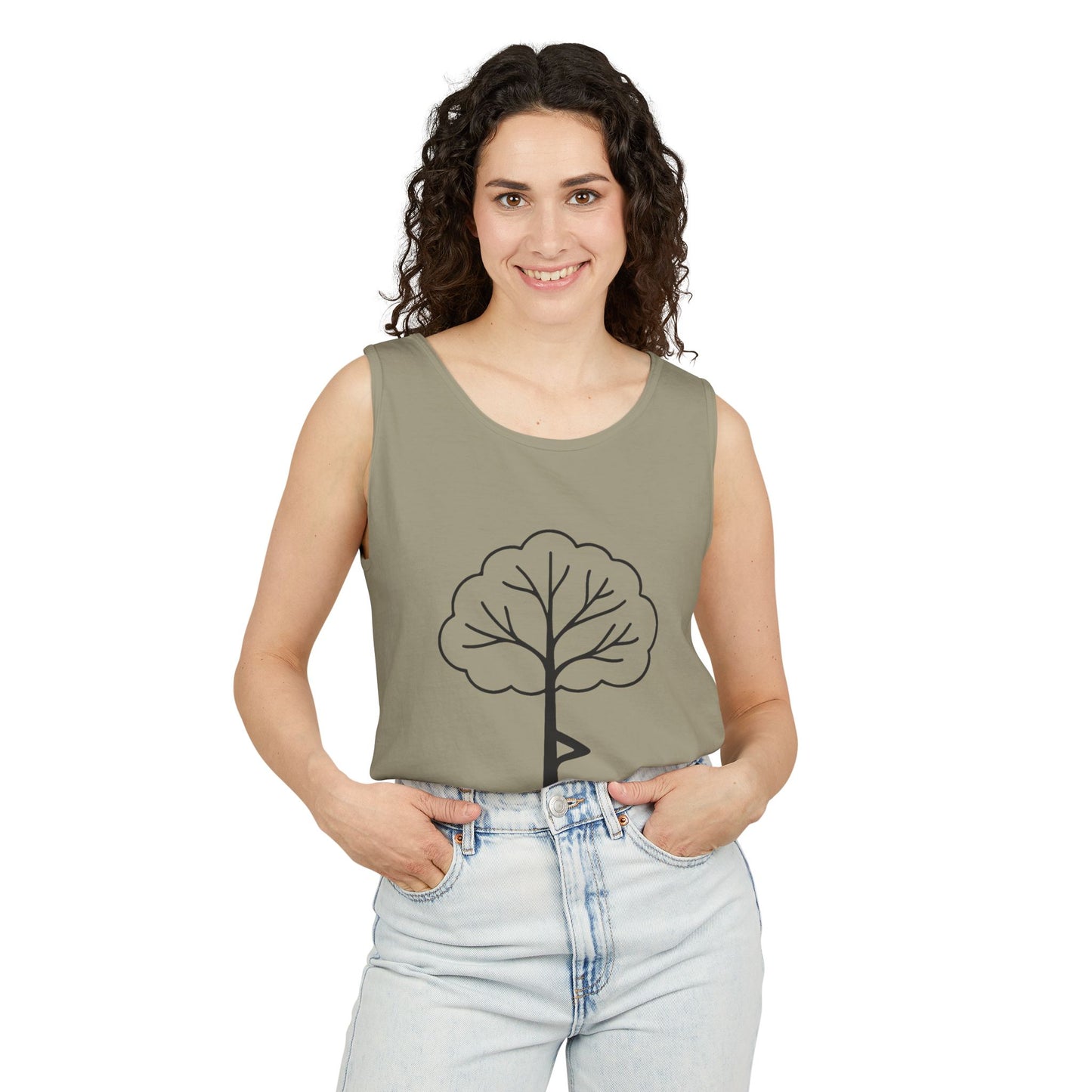 Tree Pose Yoga Tank – Unisex Garment-Dyed Mindfulness Top