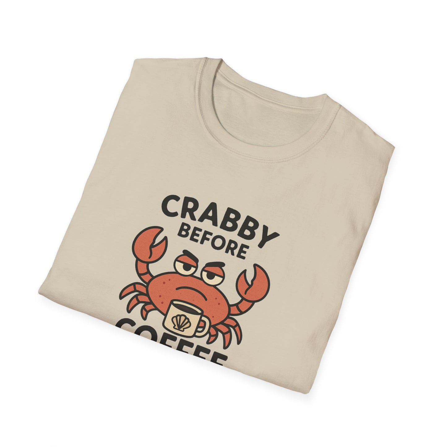 Crabby Before Coffee Ocean T-Shirt – Funny Crab & Coffee Unisex Tee