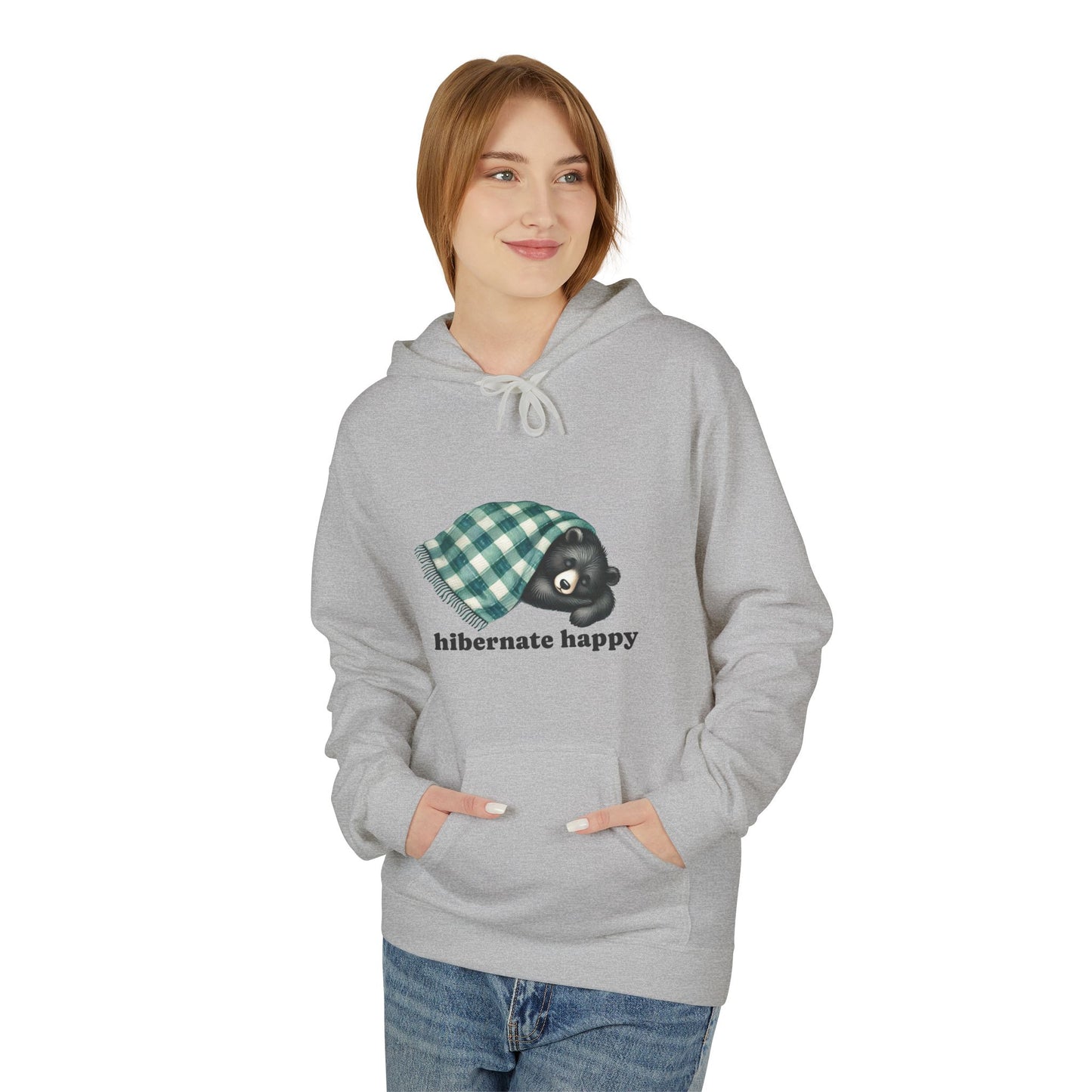 Hibernate Happy Unisex Midweight Softstyle Fleece Hoodie | Cozy Bear Rest Hoodie by Nine Scoops