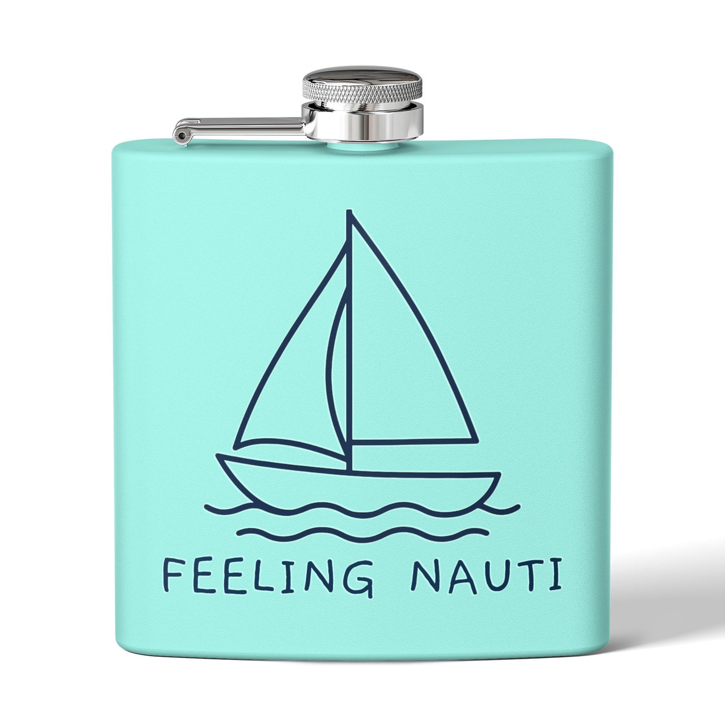 Feeling Nauti 6oz Stainless Steel Flask – Nautical Sailboat Gift for Ocean Lovers
