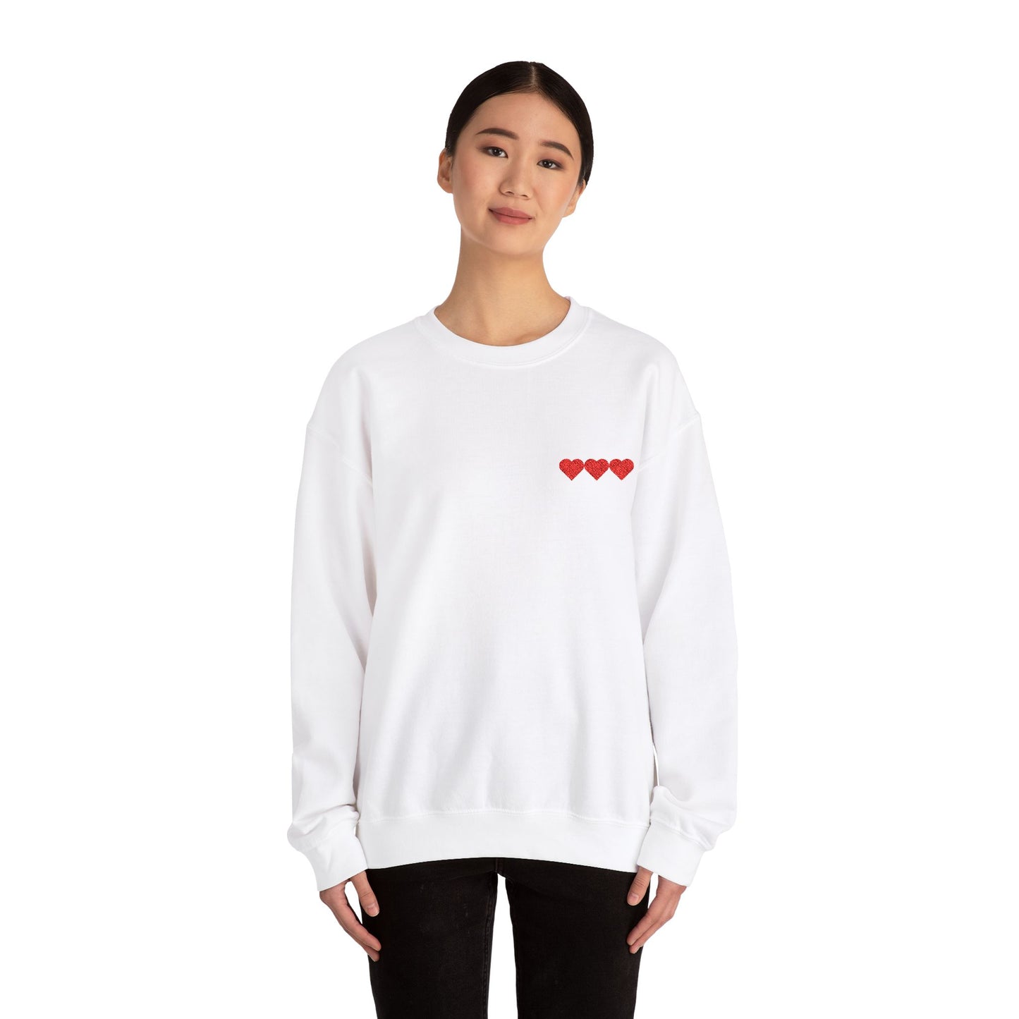 Unisex Heavy Blend™ Valentine's Day Crewneck Sweatshirt – Triple Heart Design
