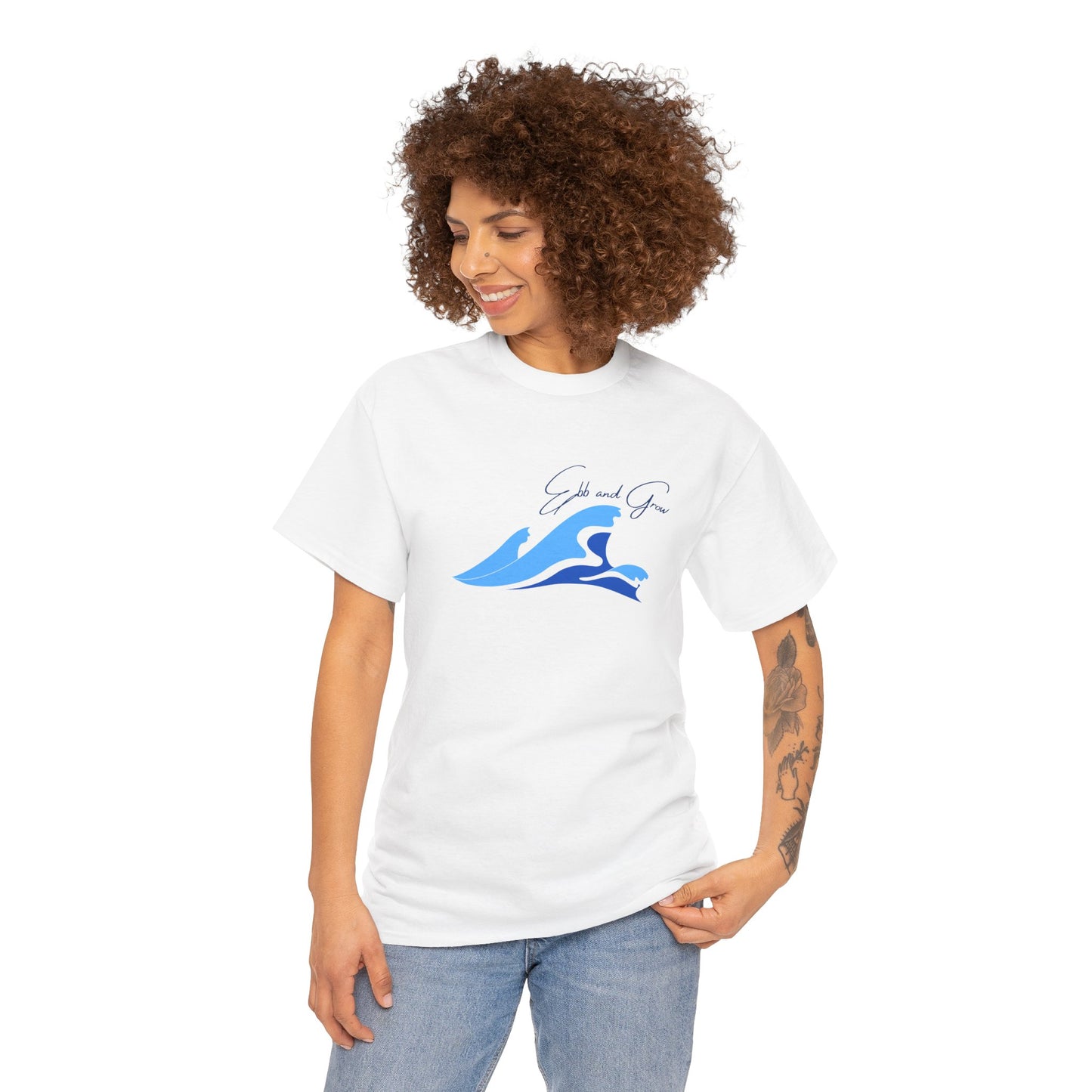 Ebb and Grow Tee – Tide-Inspired Unisex Cotton T-Shirt for Personal Growth & Ocean Wellness