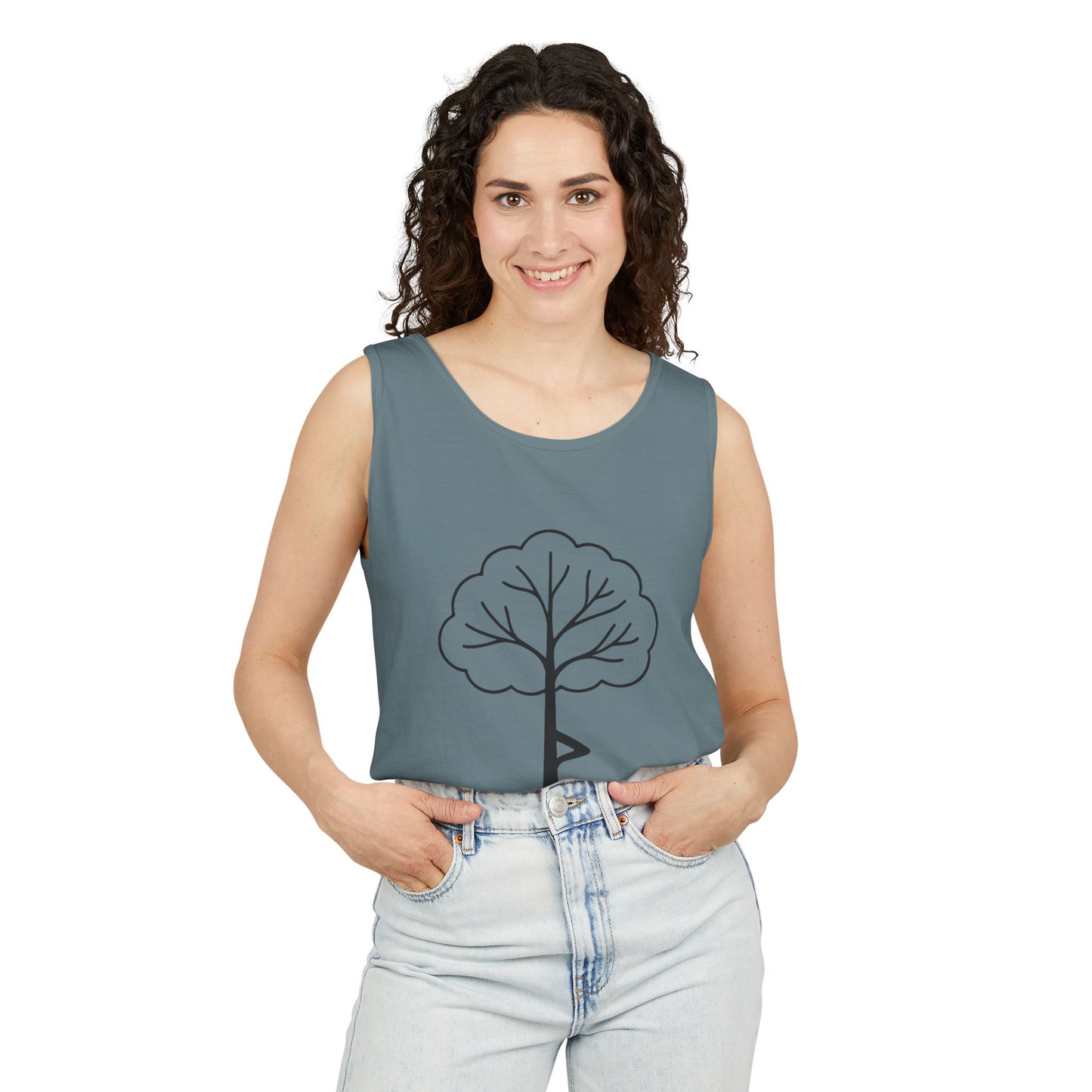 Tree Pose Yoga Tank – Unisex Garment-Dyed Mindfulness Top
