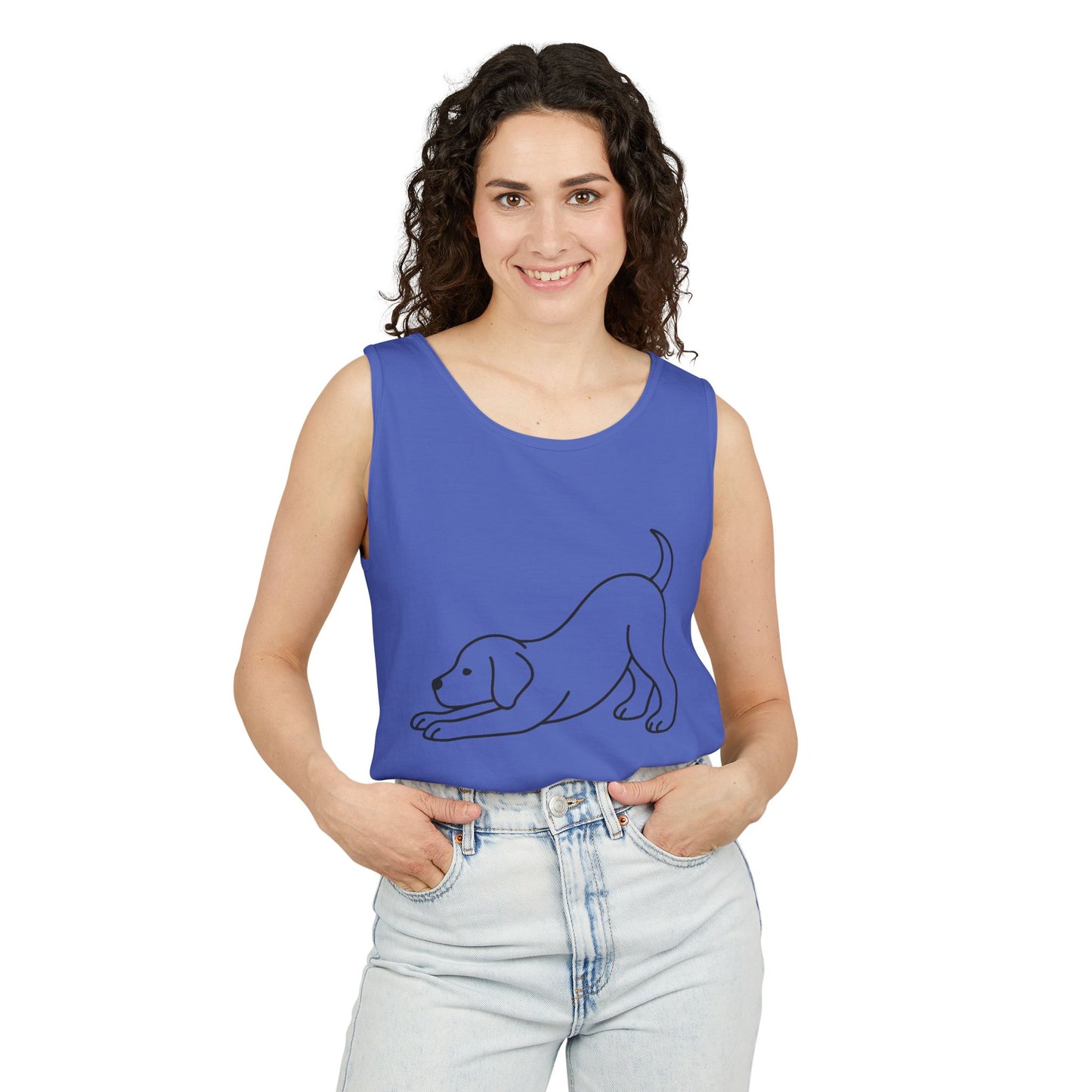 Puppy Pose Yoga Tank – Unisex Garment-Dyed Comfort Top