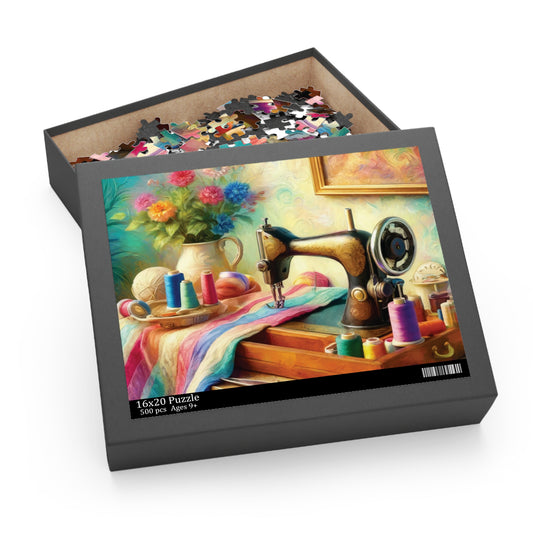 Vintage Sewing Machine 500-Piece Jigsaw Puzzle – Perfect Gift for Sewing Enthusiasts and Mindfulness Activity