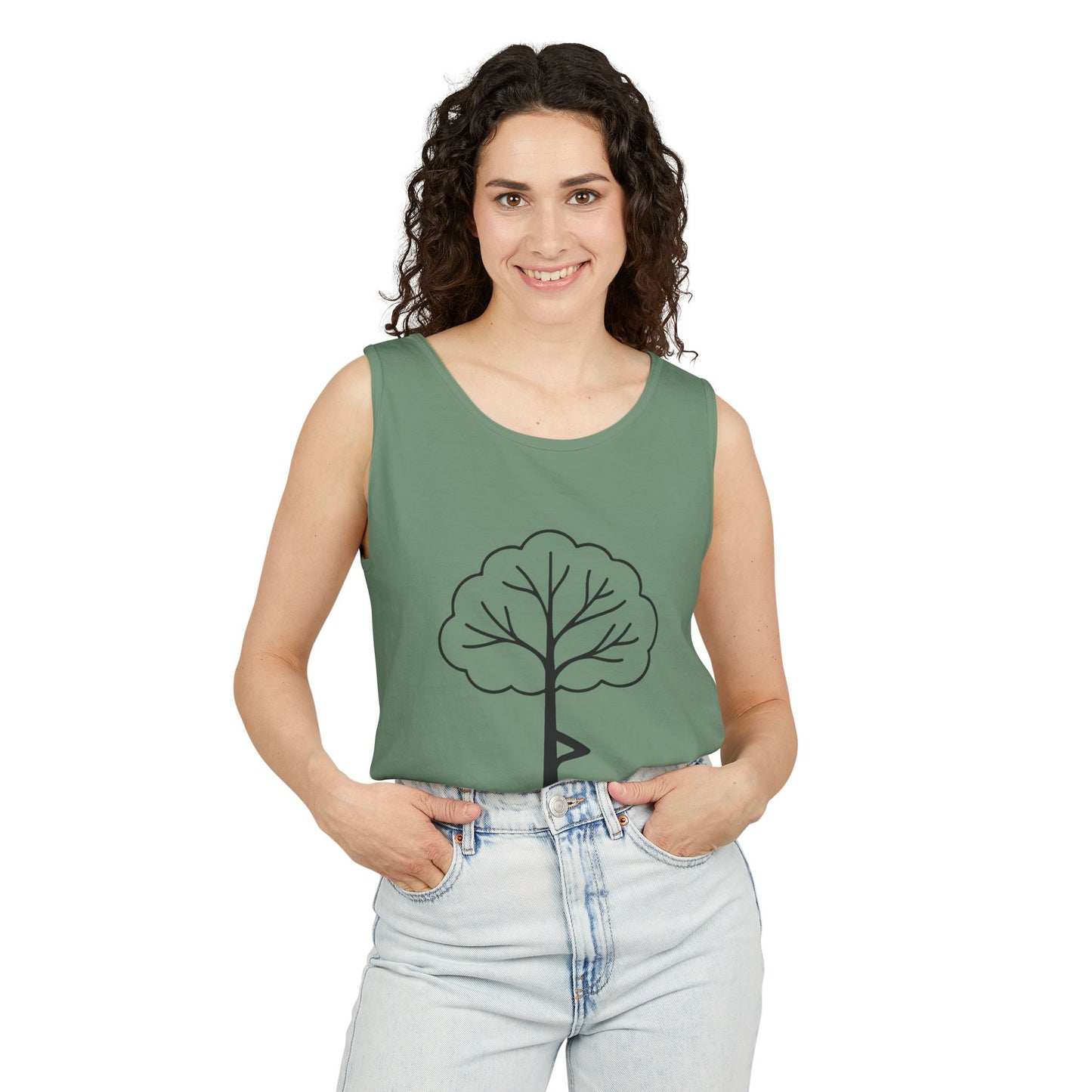 Tree Pose Yoga Tank – Unisex Garment-Dyed Mindfulness Top