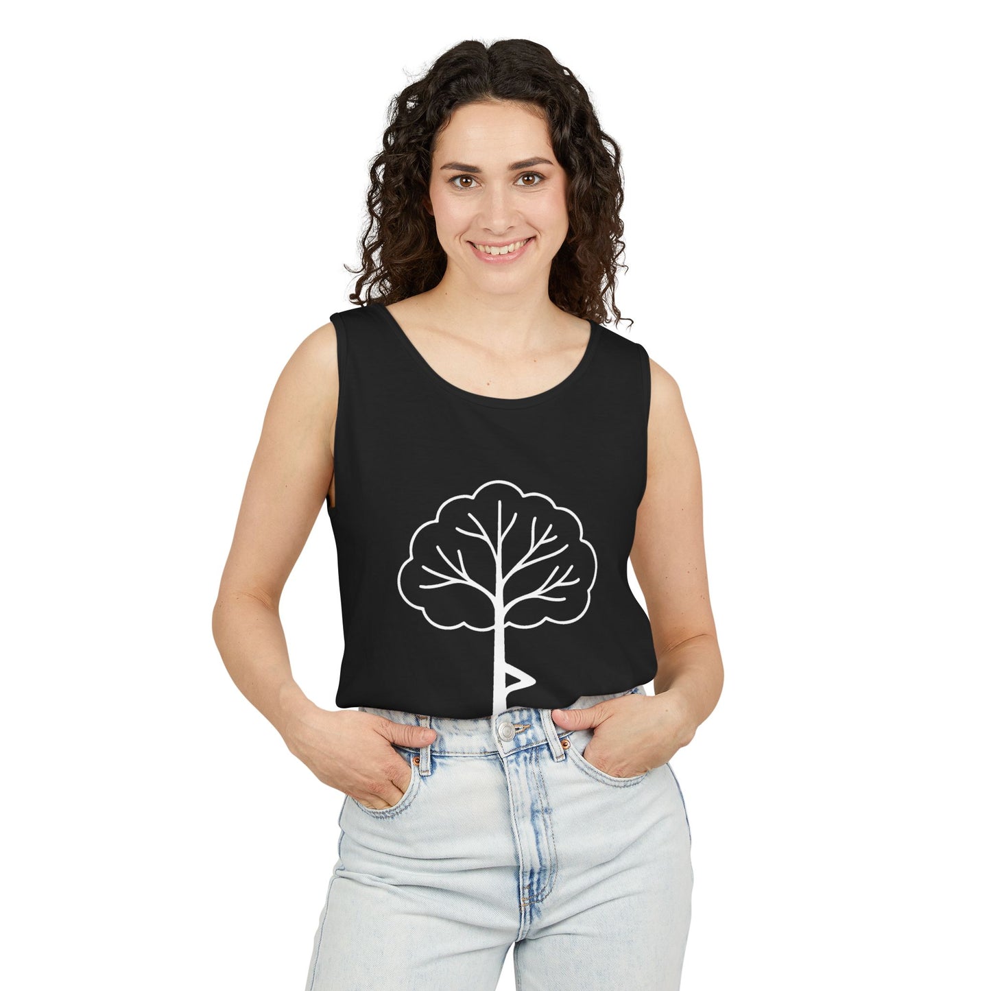 Tree Pose Yoga Tank – Unisex Garment-Dyed Mindfulness Top