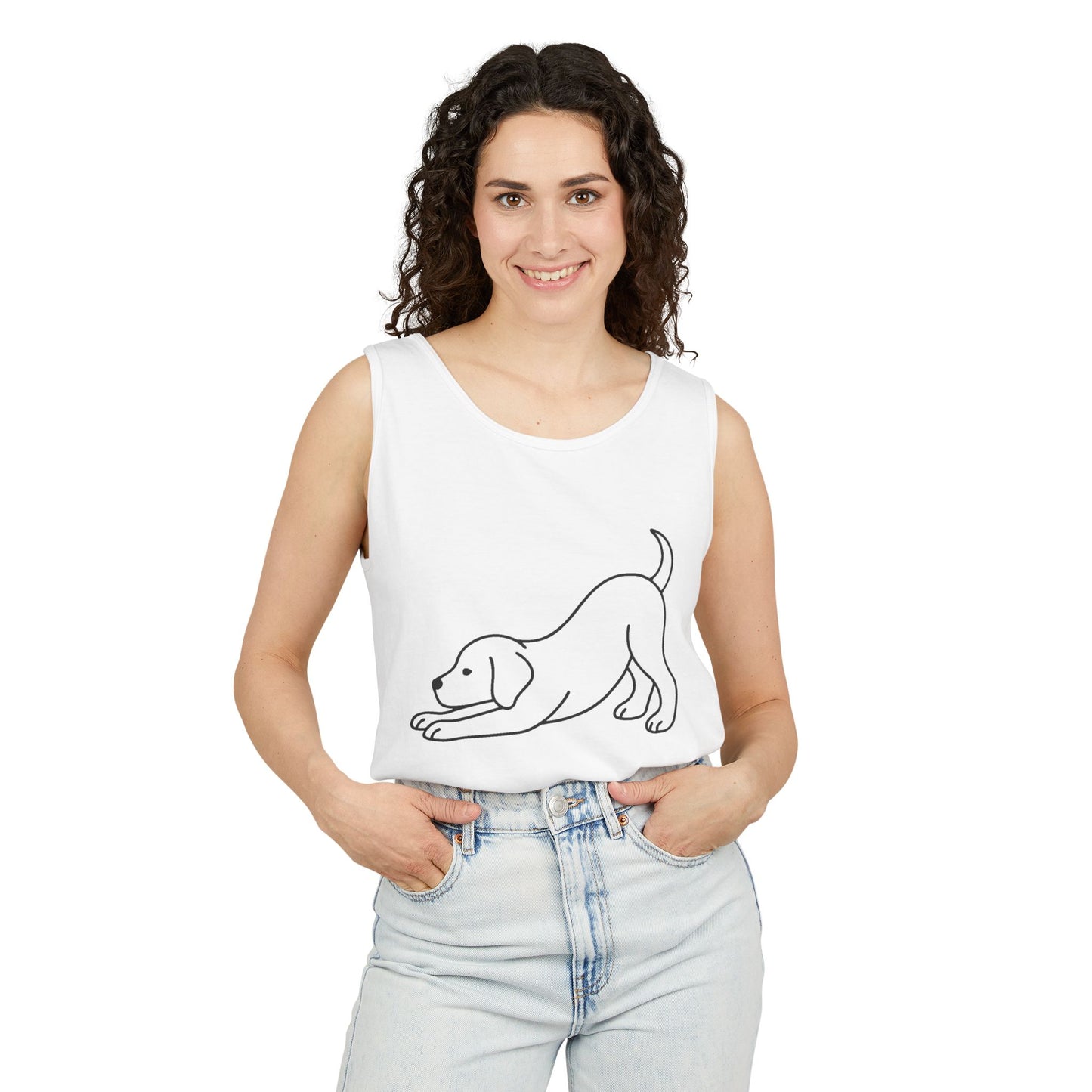 Puppy Pose Yoga Tank – Unisex Garment-Dyed Comfort Top