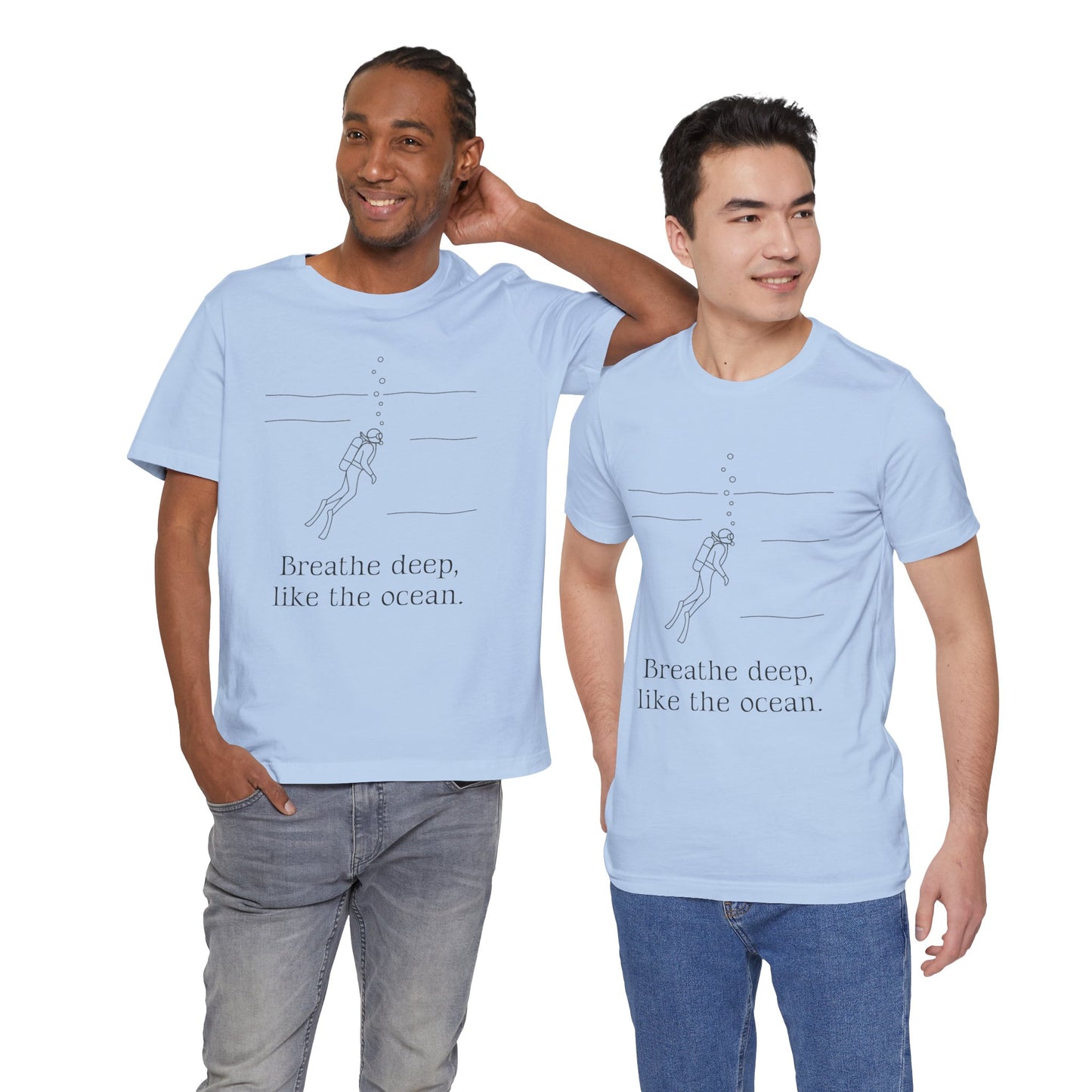 Breathe Deep Like the Ocean Tee – Scuba Diving Inspired Unisex Jersey Shirt for Mindfulness & Ocean Protection