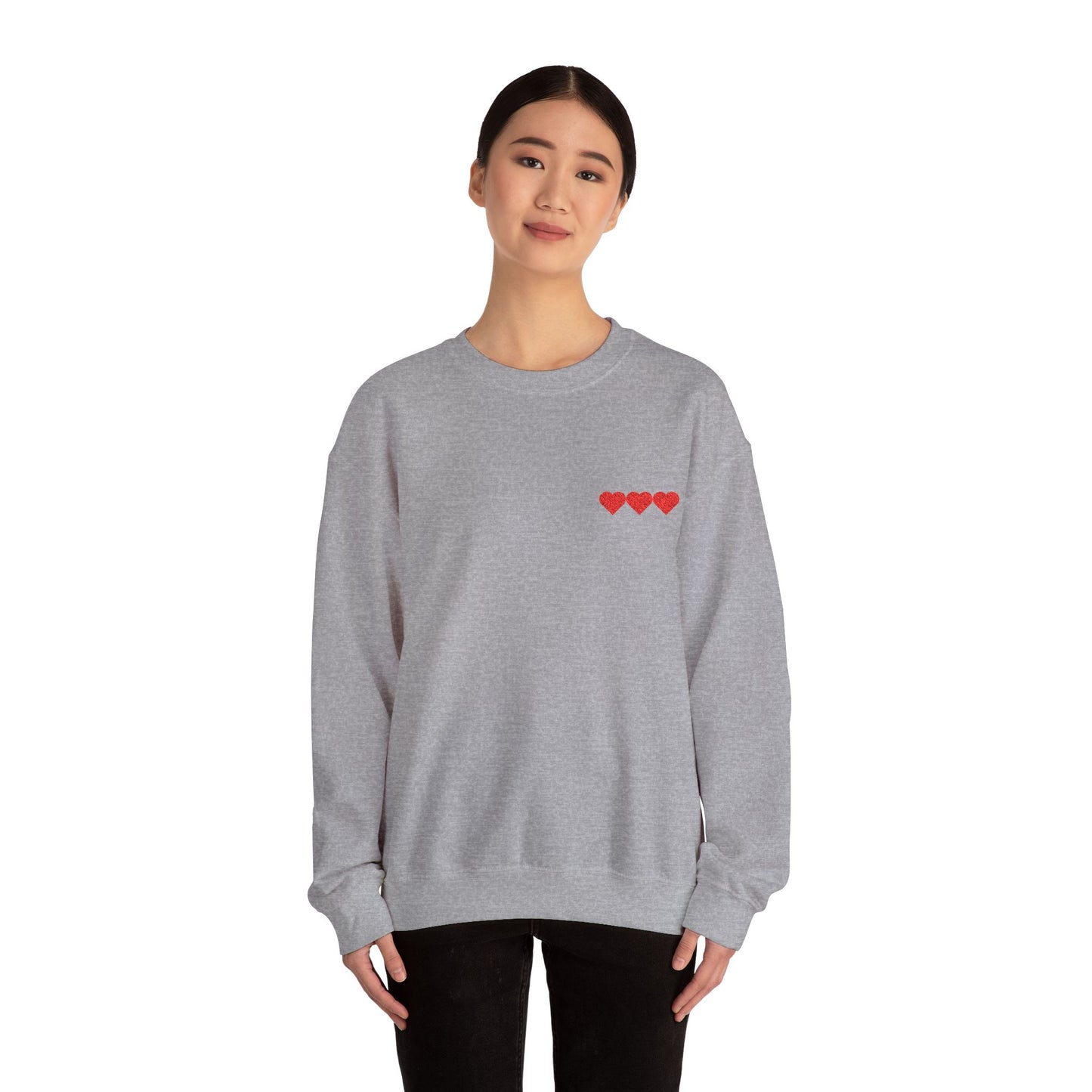 Unisex Heavy Blend™ Valentine's Day Crewneck Sweatshirt – Triple Heart Design