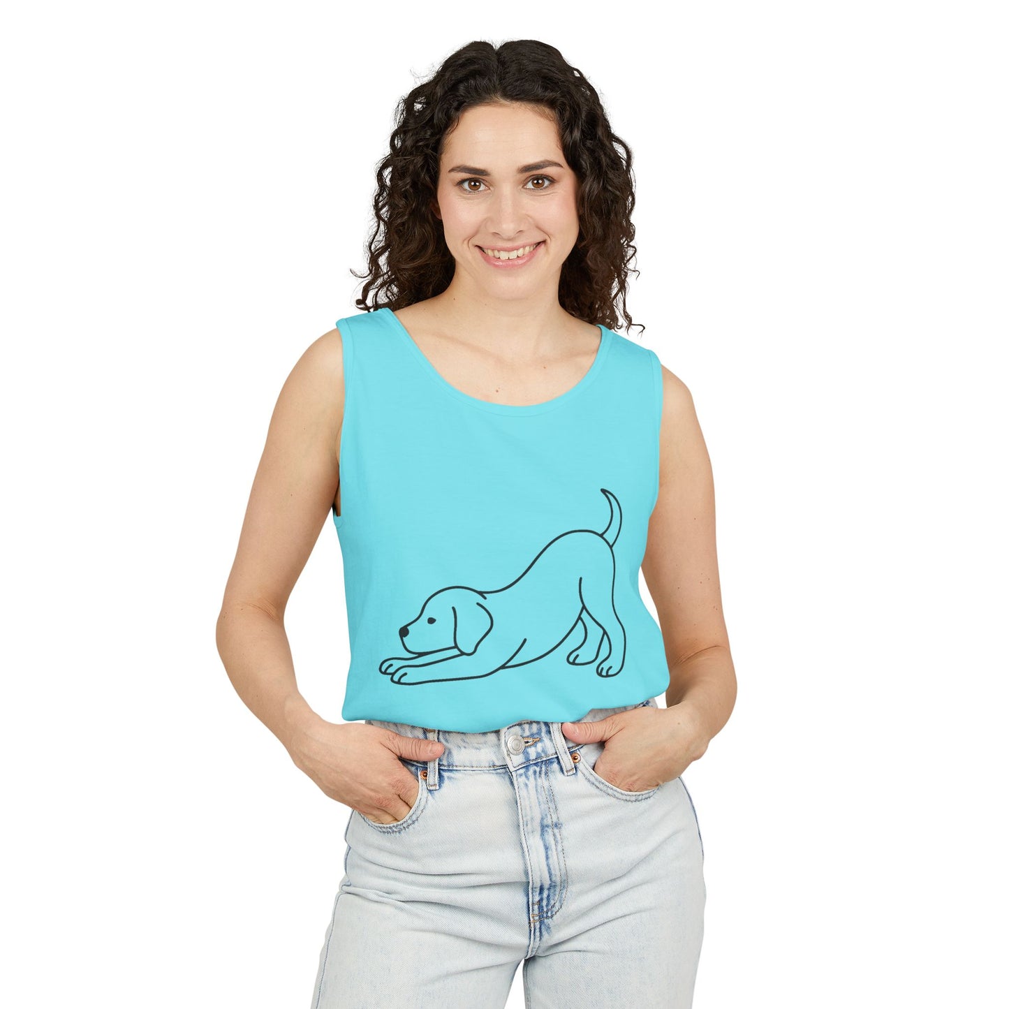 Puppy Pose Yoga Tank – Unisex Garment-Dyed Comfort Top