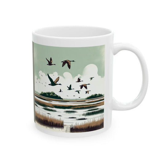 Today is a Gift - Canada Geese Flying Ceramic Mug, 11oz