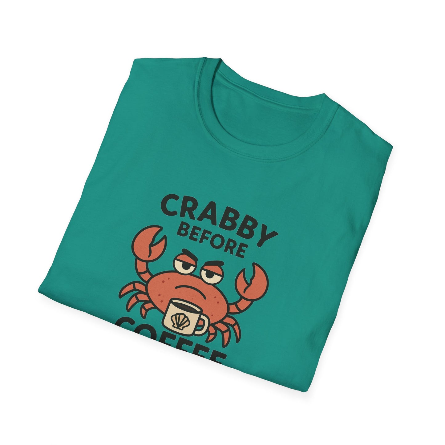 Crabby Before Coffee Ocean T-Shirt – Funny Crab & Coffee Unisex Tee