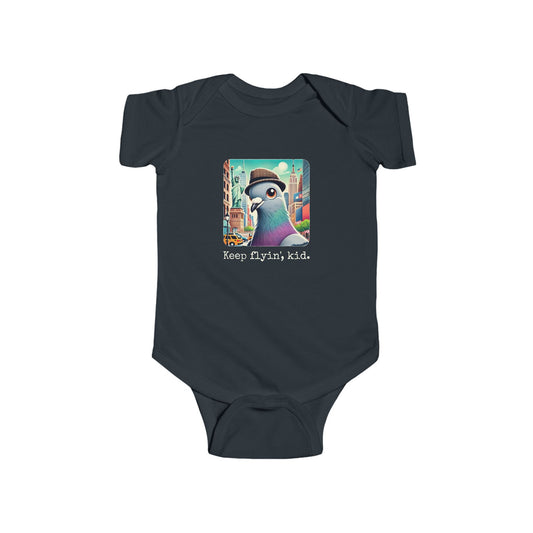 Keep Flyin' Kid NYC Pigeon Bodysuit – Perfect Baby Gift from Nine Scoops