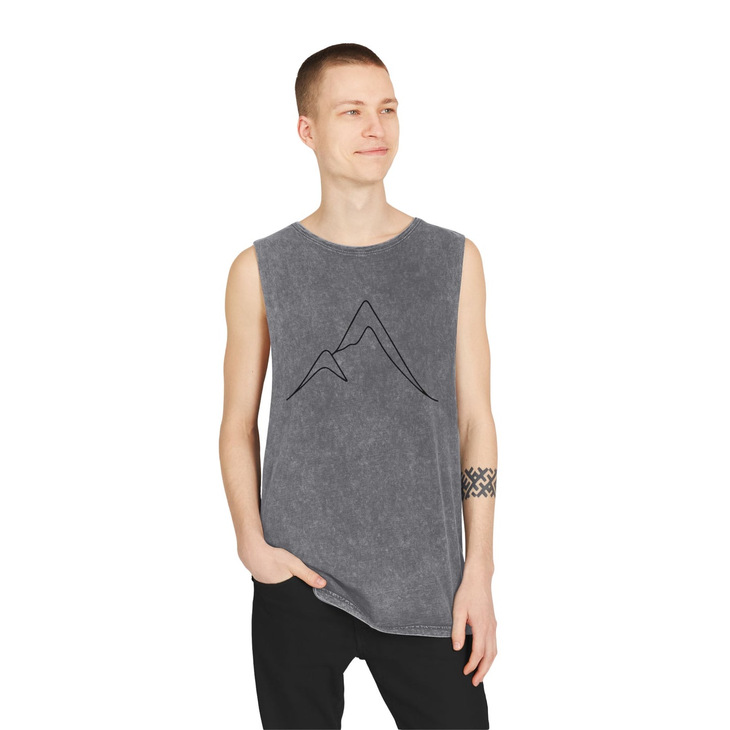 Mountain Pose Yoga Tank – Unisex Stonewash Mindfulness Top