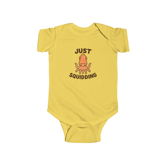 Just Squidding Baby Bodysuit – Cute Squid Infant Outfit Supporting Ocean Clean-Up