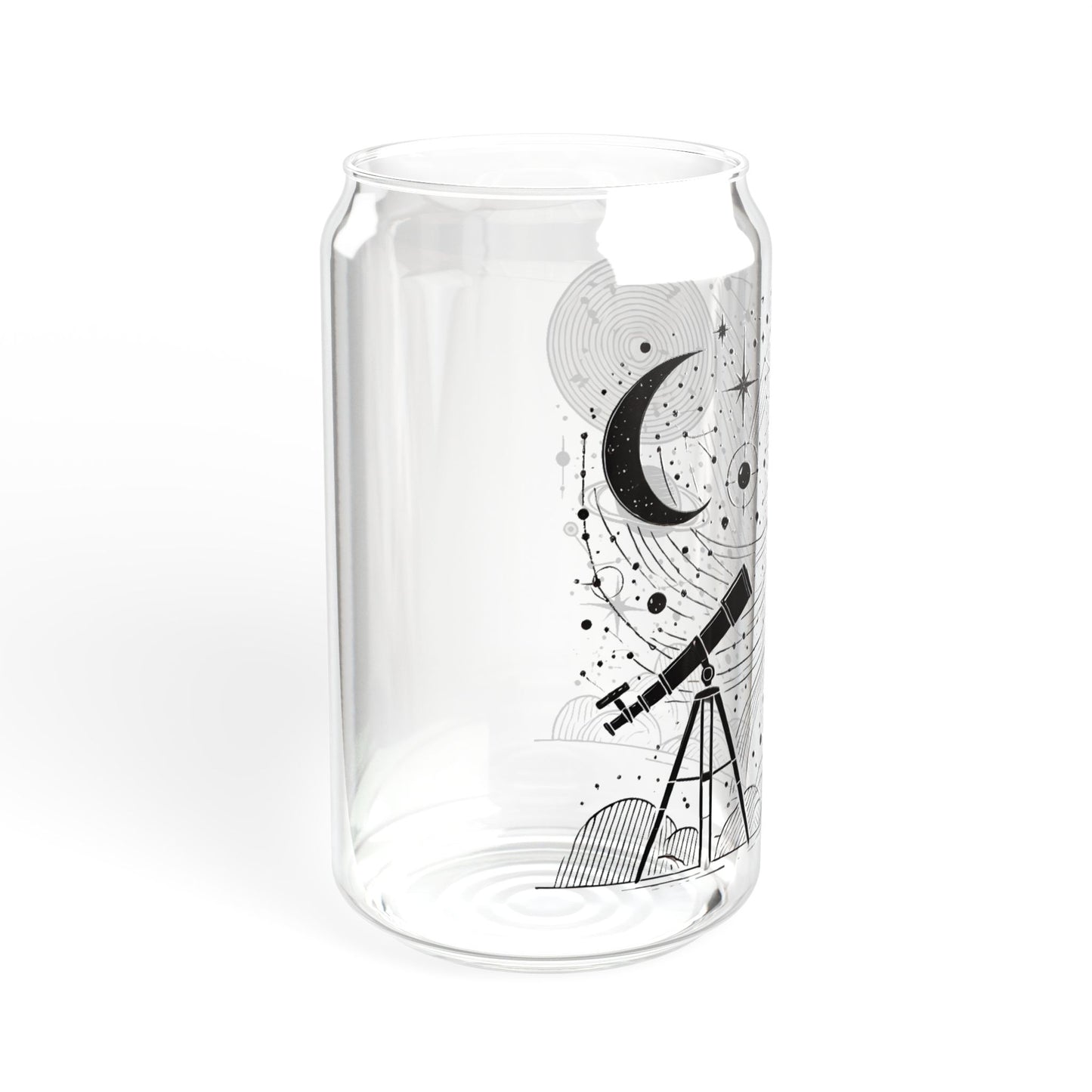 Celestial Stargazing 16oz Sipper Glass – Telescope Drinkware for Nature Lovers