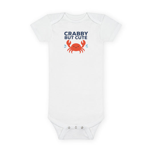 Crabby but Cute Organic Crab Onesie® – Funny Baby Bodysuit Supporting Ocean Cleanup