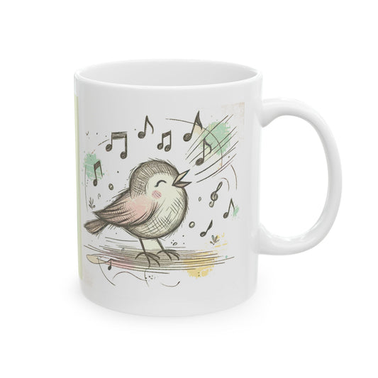 Life's Melody Never Repeats Its Tune - Bird Singing Music Ceramic Mug, 11oz