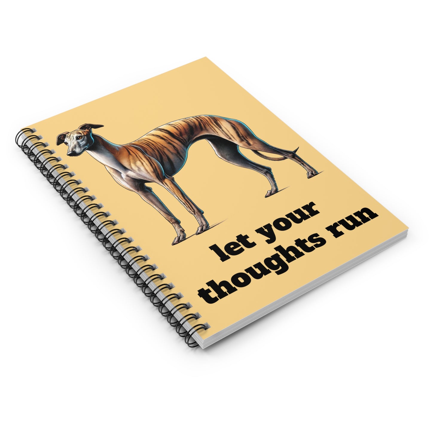 Greyhound Inspired Spiral Notebook – “Let Your Thoughts Run”