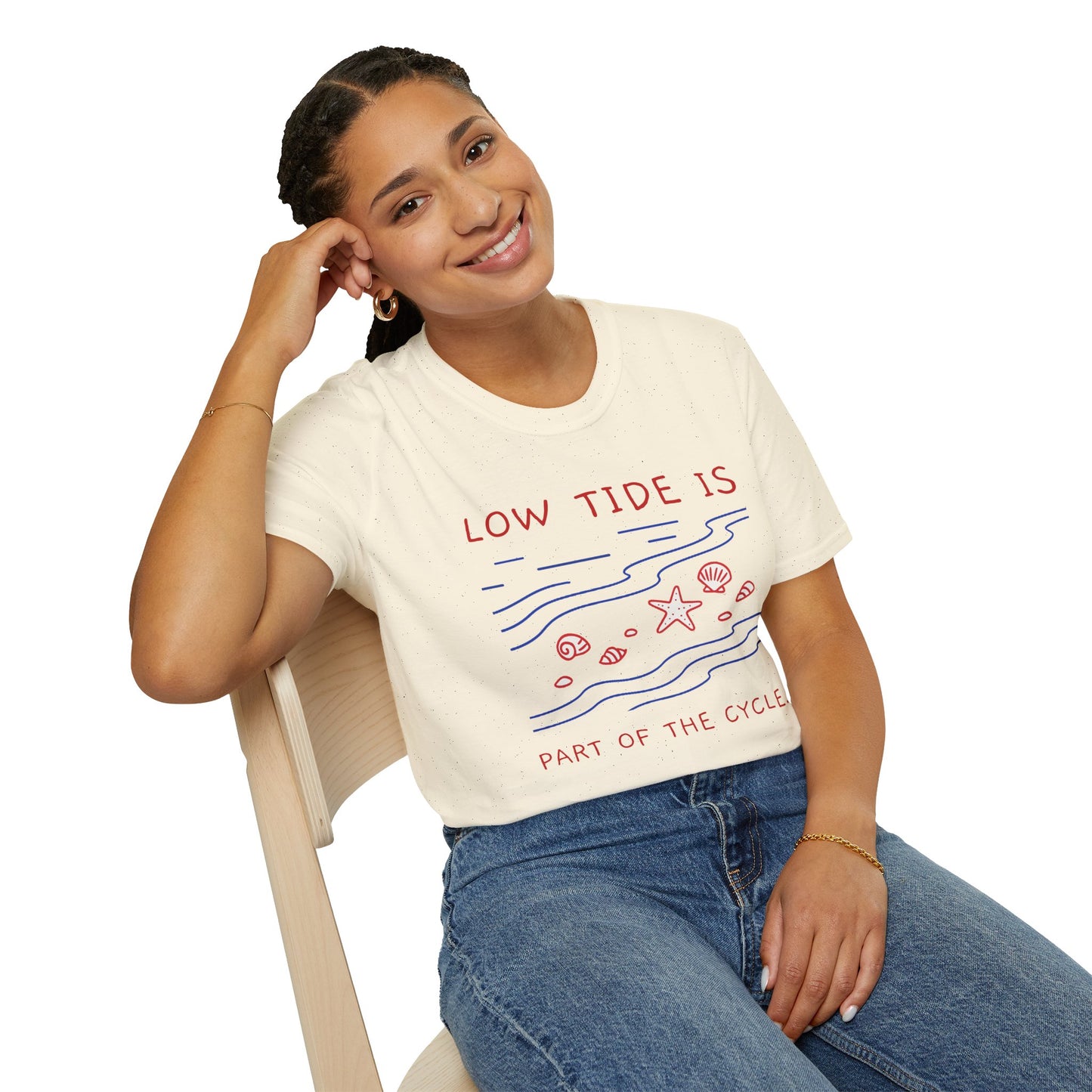 Low Tide Is Part of the Cycle Tee – Self-Compassion Ocean-Inspired Unisex T-Shirt