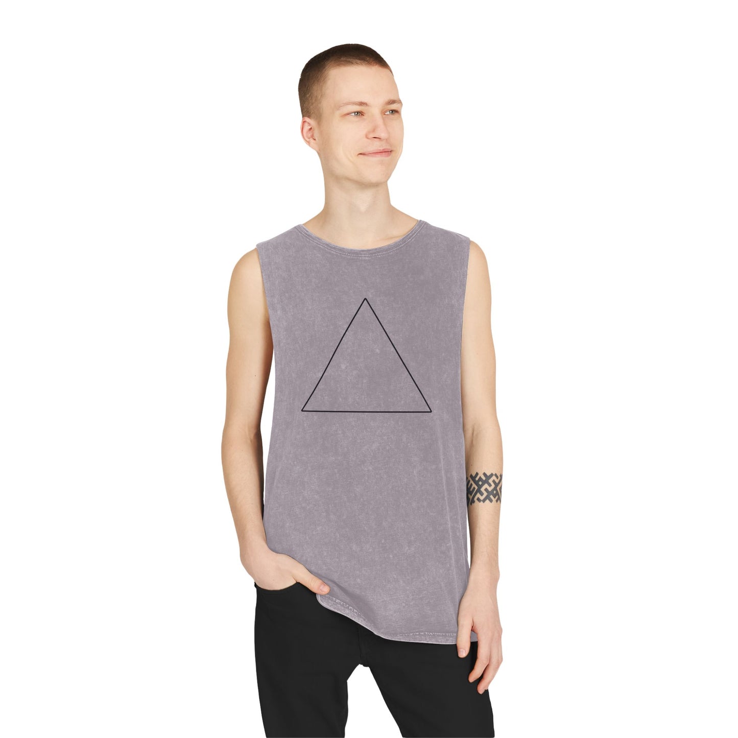 Triangle Pose Yoga Tank – Unisex Stonewash Meditation Shirt