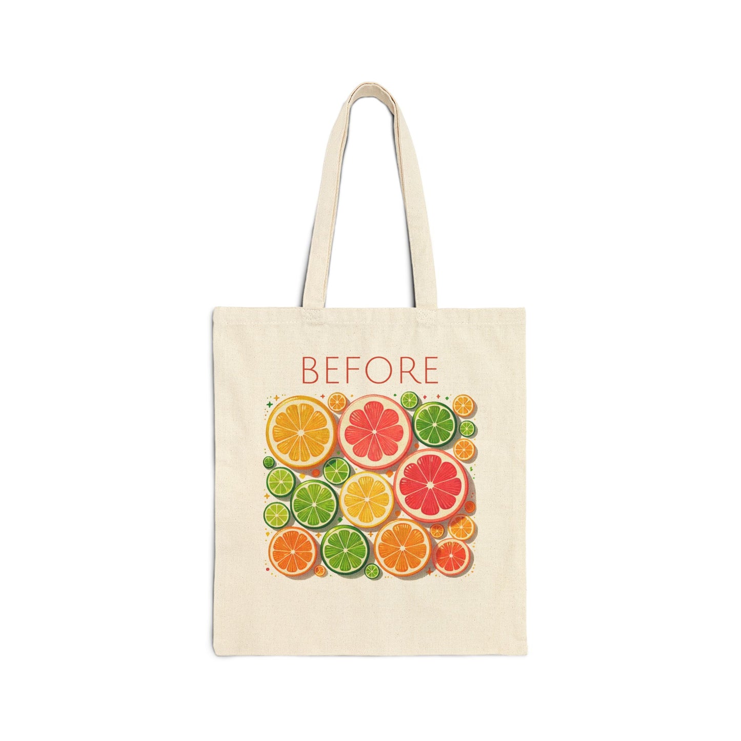 Retro Citrus Delight Tote Bag - Reversible Before and After Fruit Cocktail Design