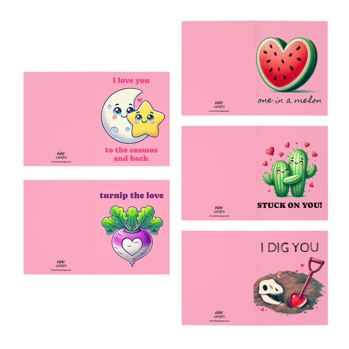 Valentine's Day Greeting Cards (5-Pack Vertical) – Adorable Multi-Design Set with Uplifting Messages