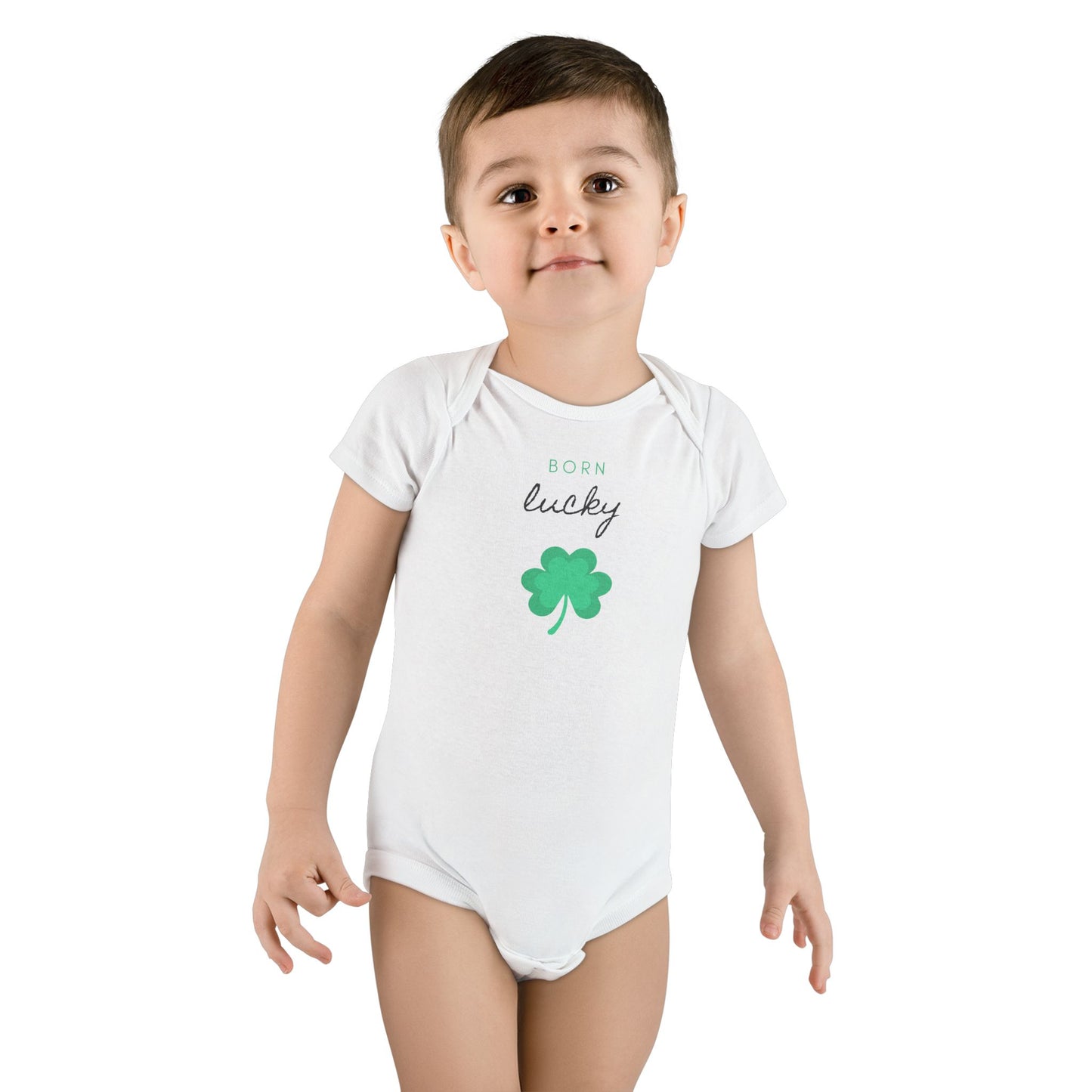 Born Lucky Organic Baby Bodysuit – St. Patrick’s Day Baby Outfit