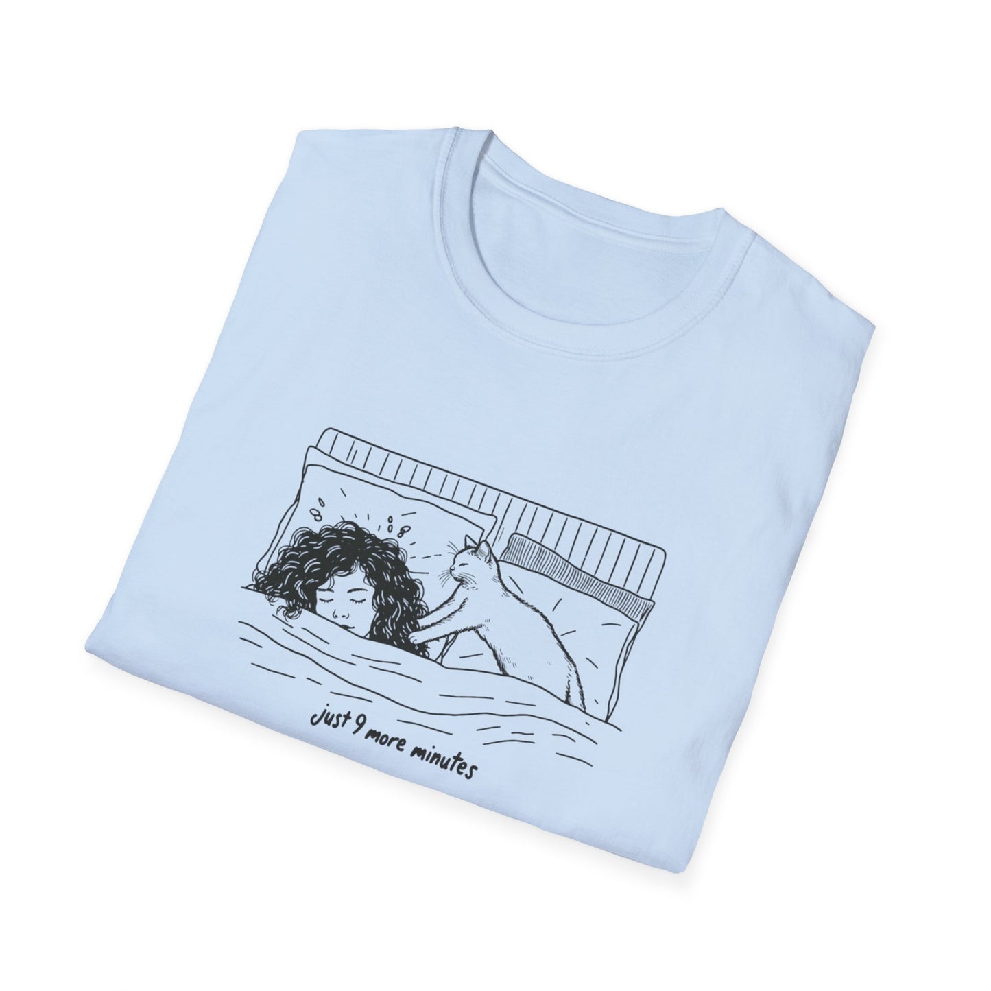 Just 9 More Minutes Cat Lover's T-Shirt – Perfect for Early Morning Snuggles