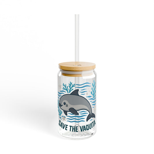 Save the Vaquita – 16oz Sipper Glass for Ocean Lovers