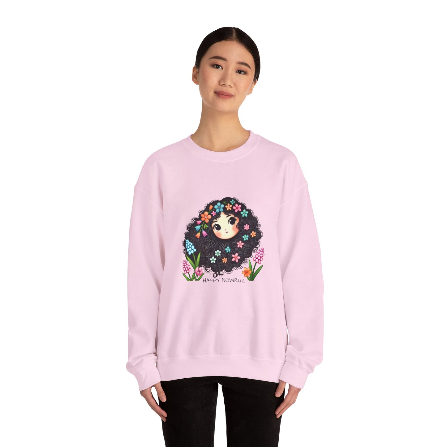 Happy Nowruz Floral Crewneck Sweatshirt – Celebrate Persian New Year in Cozy Style 🌸🌿