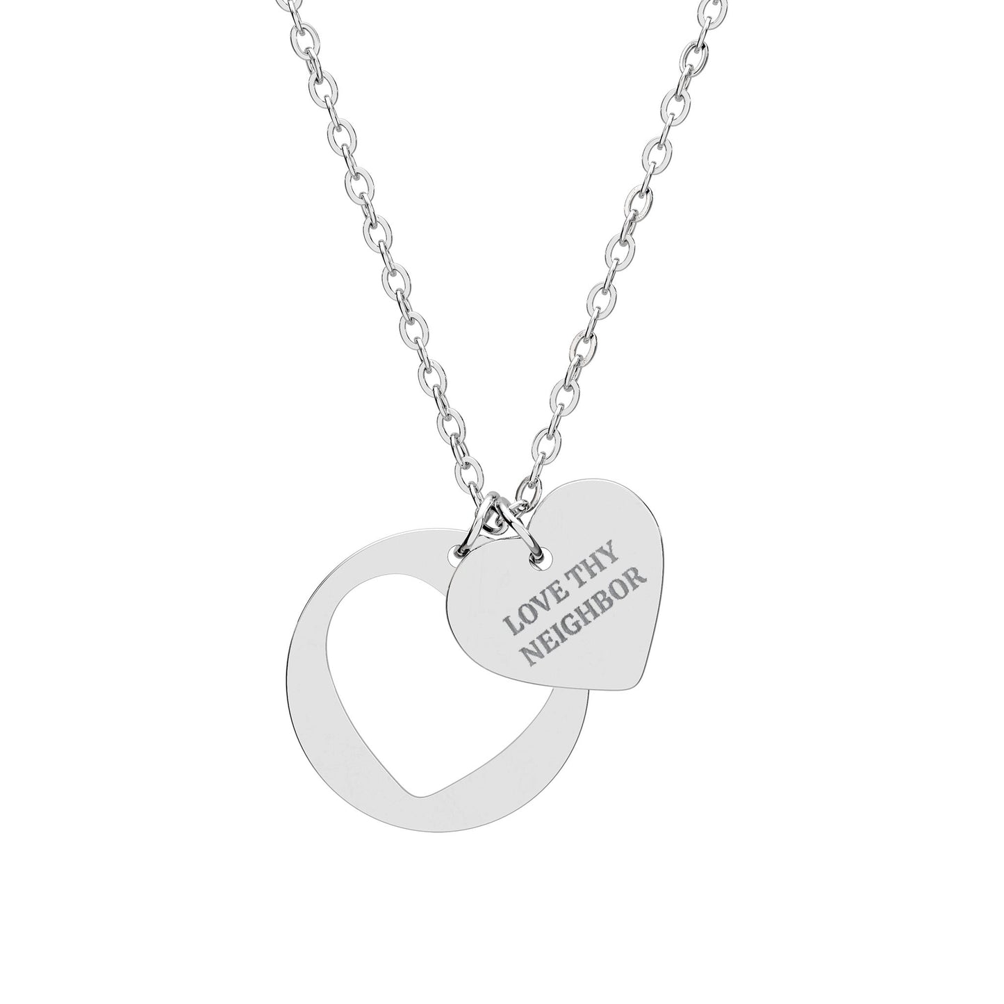 Love Thy Neighbor Heart Cutout Necklace – Engraved Valentine’s Day Jewelry