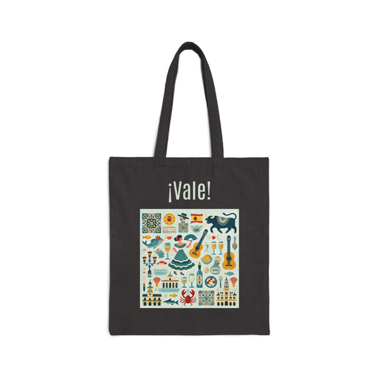 Stylish Spanish-Themed Tote Bag - ¡Vale! España Icons