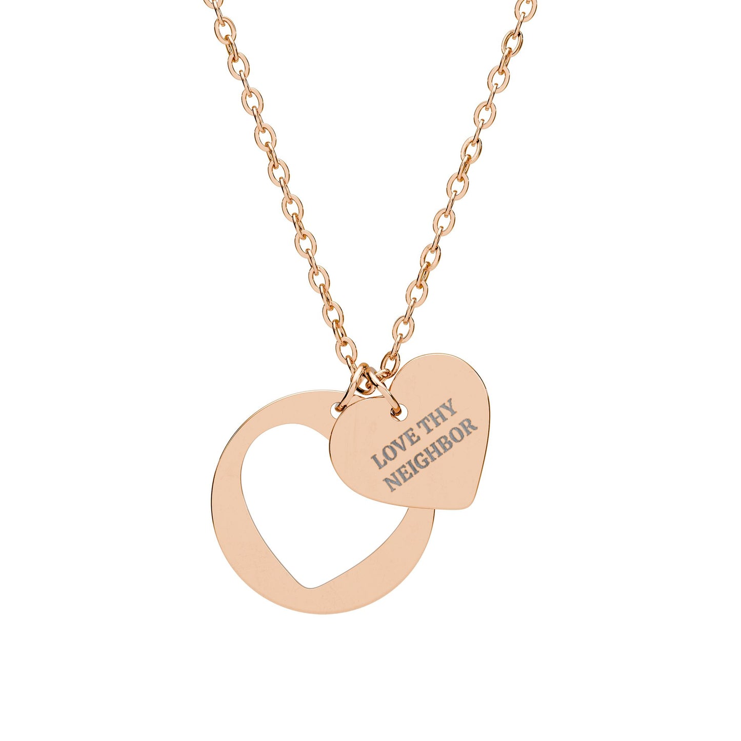 Love Thy Neighbor Heart Cutout Necklace – Engraved Valentine’s Day Jewelry