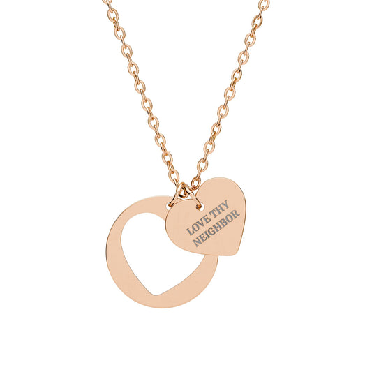 Love Thy Neighbor Heart Cutout Necklace – Engraved Valentine’s Day Jewelry