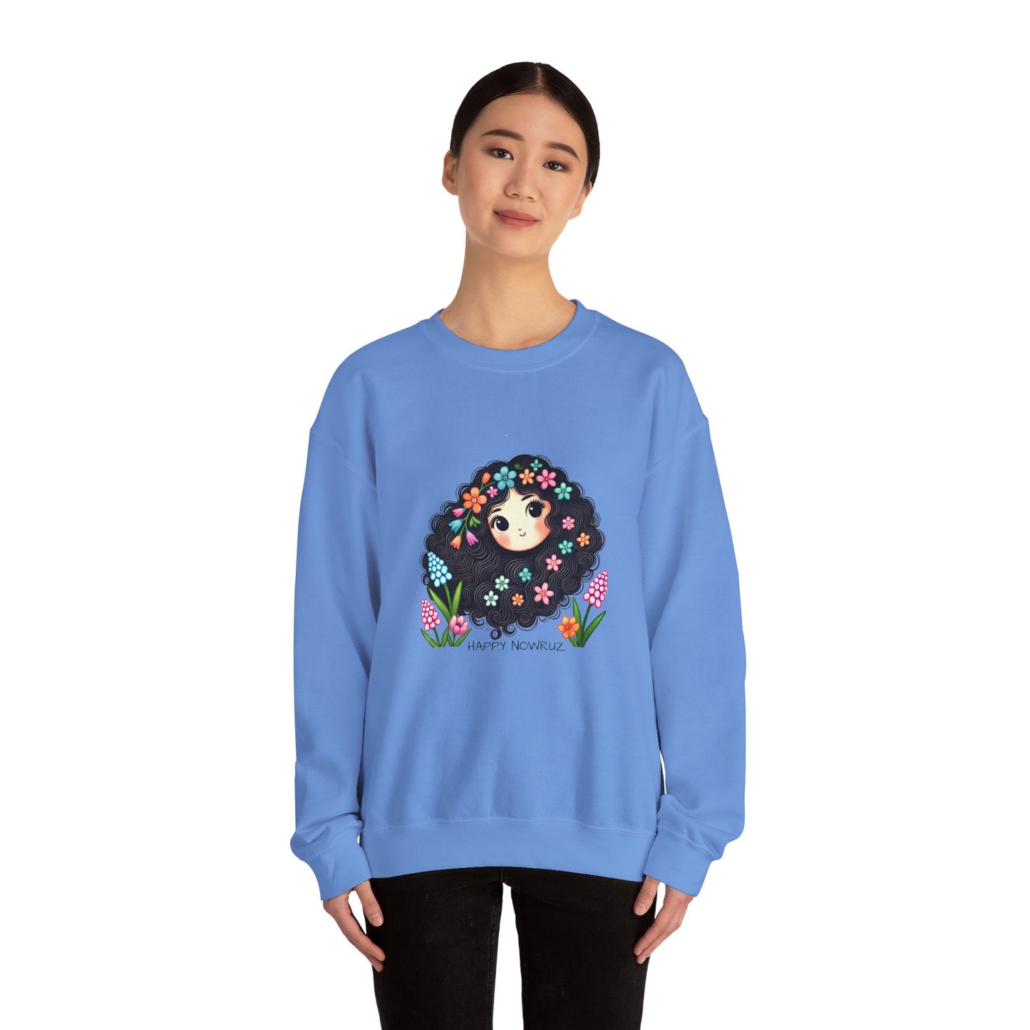 Happy Nowruz Floral Crewneck Sweatshirt – Celebrate Persian New Year in Cozy Style 🌸🌿