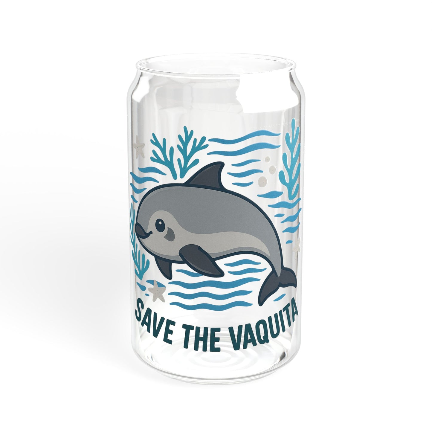 Save the Vaquita – 16oz Sipper Glass for Ocean Lovers